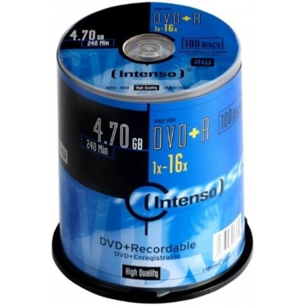 Intenso DVD-Rohling 4111156 - DVD+R Rohling - 100 Stück - Spindel - transparent/weiß