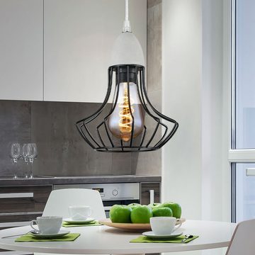 etc-shop LED Pendelleuchte, Leuchtmittel inklusive, Warmweiß, Retro Hänge Pendel Lampe Dielen Beton Industrie Stil Käfig