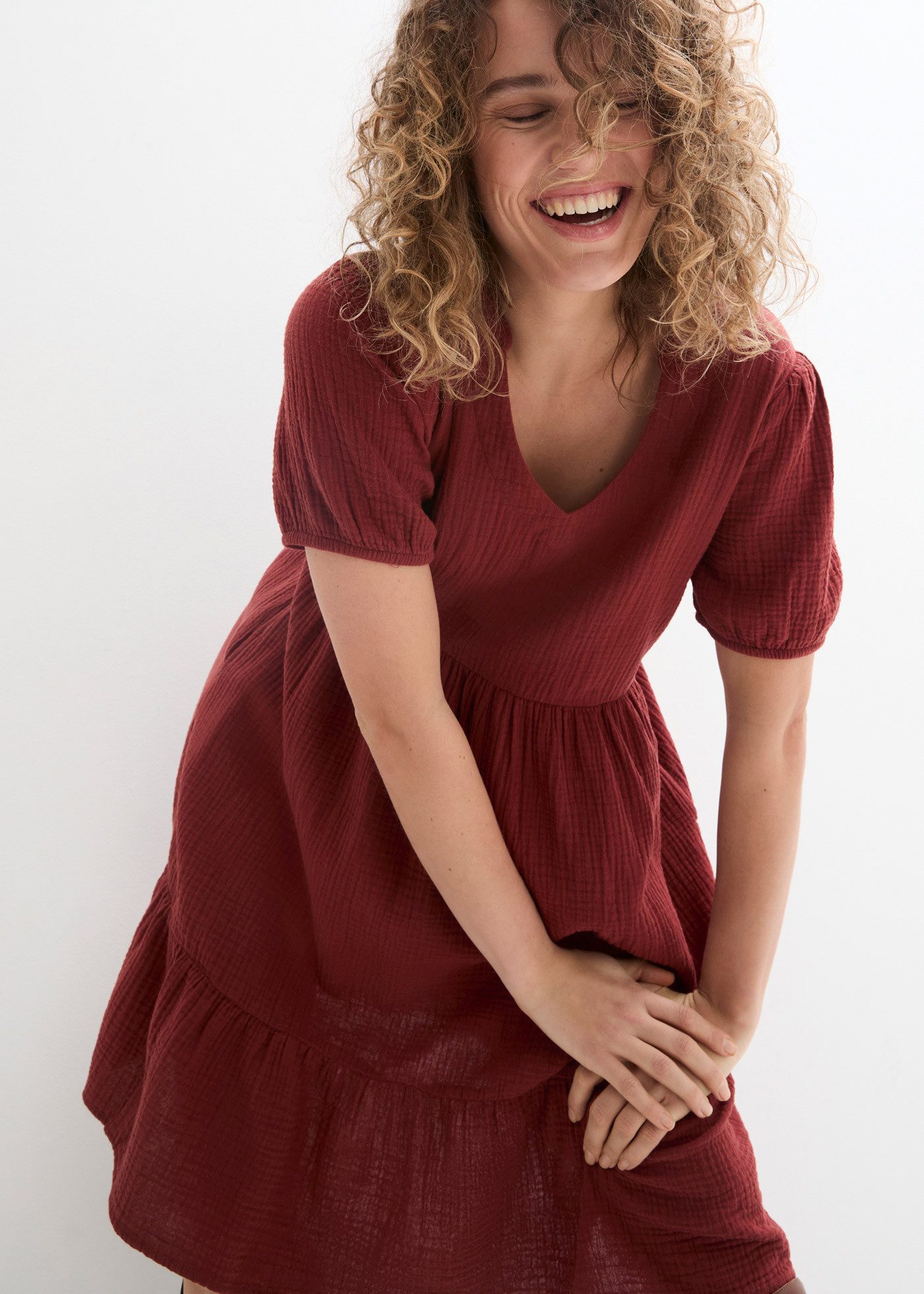 bonprix Sweatkleid für entspannten Look, Oversized-Kleid, aus Musselin, aus Baumwolle