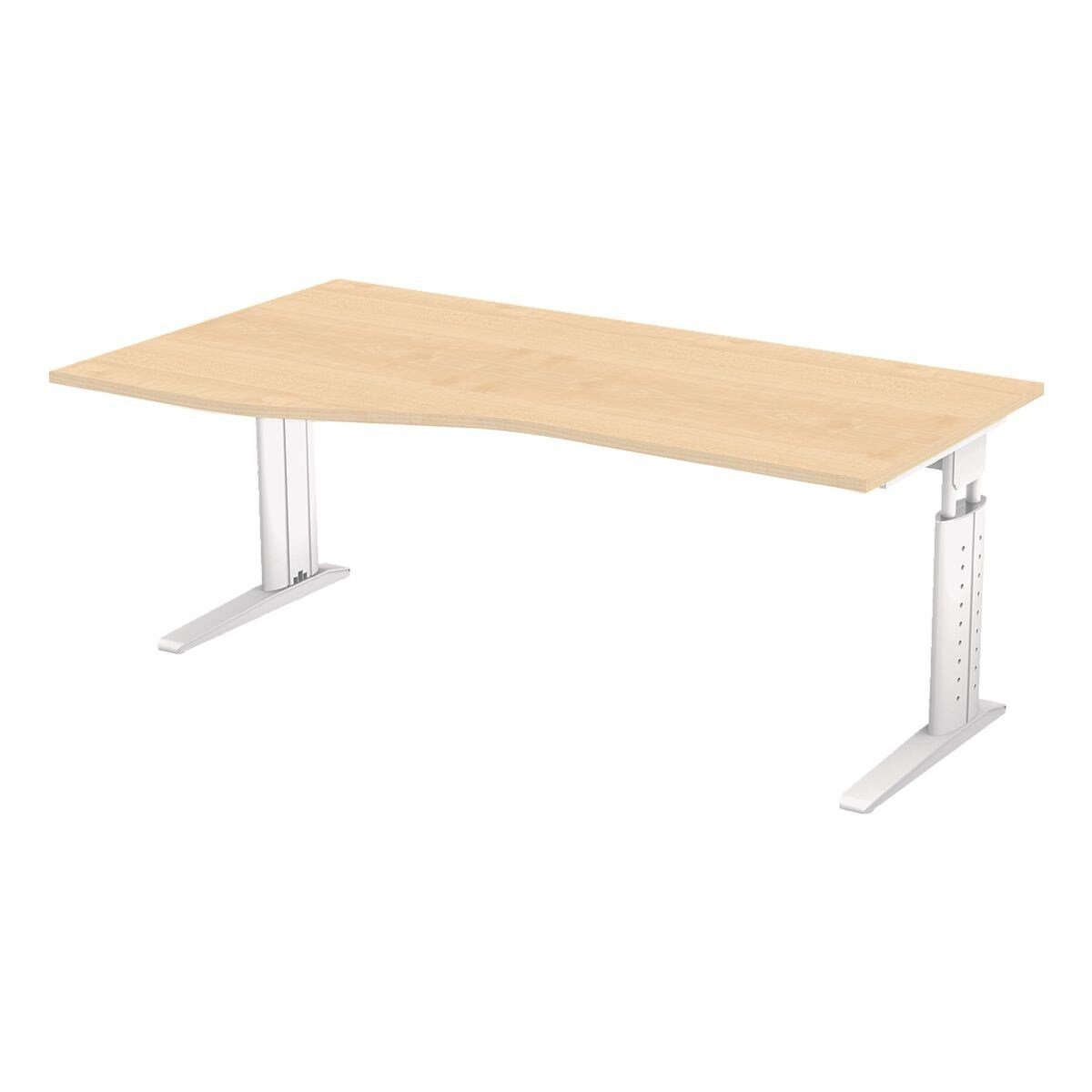 Otto Office Premium  Office Premium Schreibtisch  Office Line III, Freiform, höhenverstellbar 68-86 cm, C-Fuß Ahorn/weiß | weiß