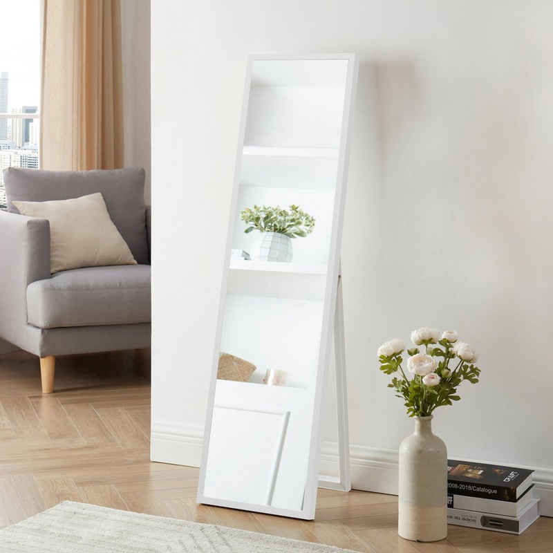en.casa Standspiegel, »Giovinazzo« Ganzkörperspiegel 150x35 cm Ankleidespiegel neigbar rechteckig Weiß
