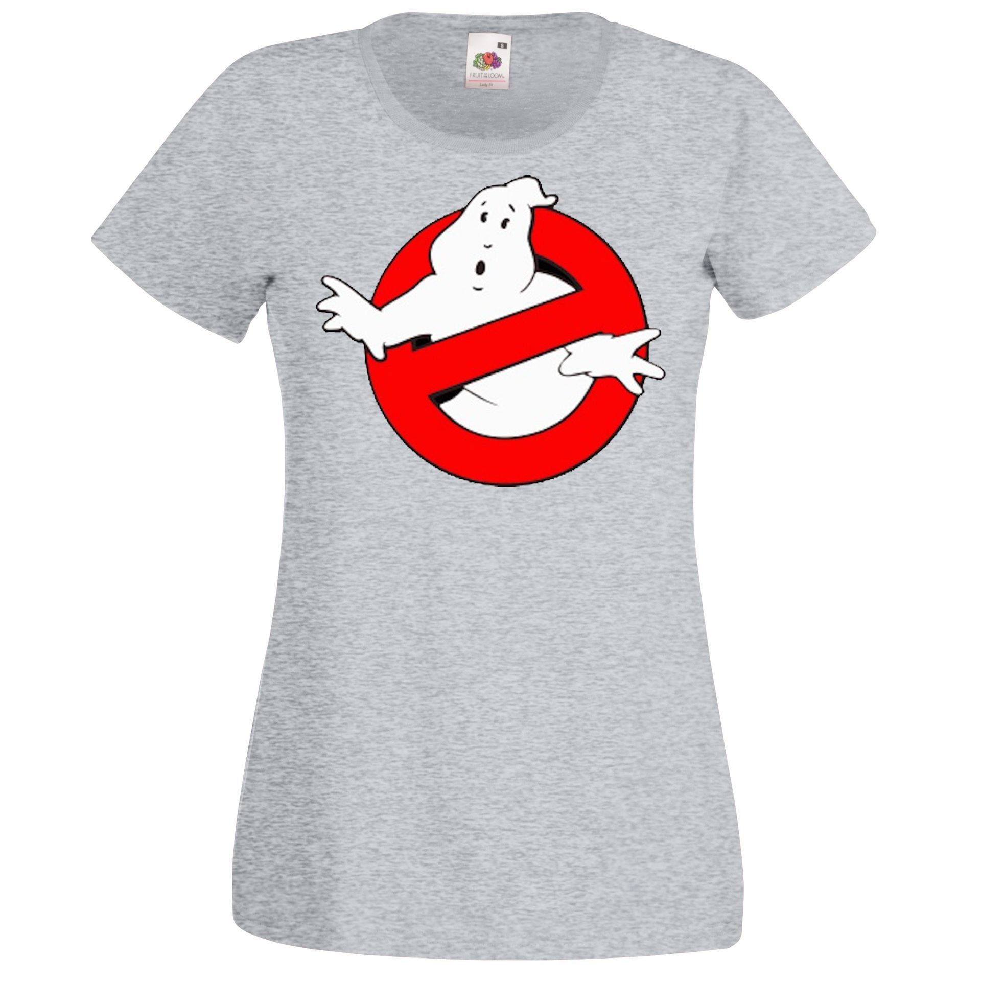 Youth Designz T-Shirt Ghostbusters Damen T-Shirt mit trendigen Frontprint Grau