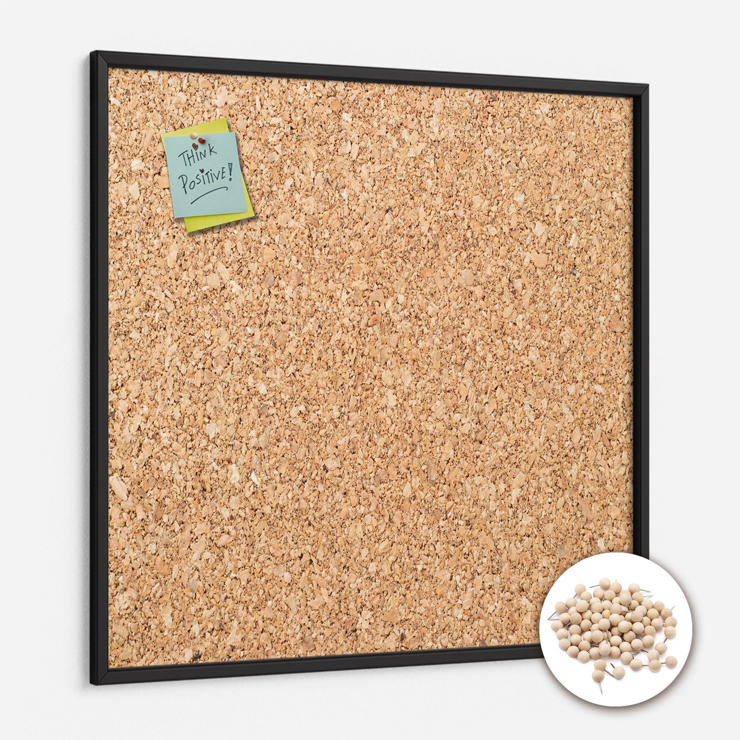 Tulup Pinnwand Memoboard Korktafel mit robustem Rahmen + Holz-Reißnägel