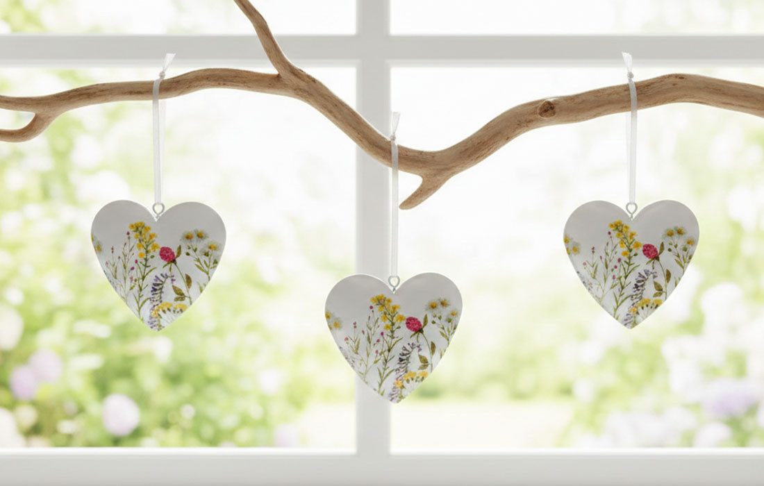 LB H&F Lilienburg Dekohänger 3 SET Anhänger Frühling Ostern Dekohänger Metall Herz Deko (Türherz Anhänger Blume Metallherzen Geschenkanhänger Geschenkidee Mitbringsel Muttertag Mama Mutter Fenster Tür basteln Fensterbild Frühjahr Girlande Fensterschmuck Fensteranhänger Herz Hängedeko modern Landhaus Shabby Hygge Herbst aufhängen Astbündel Zweig Dekozweig Blume Osterdeko Frühlingsdeko Frühjahr Sommer Hochzeit Geburtstag Türhänger Hängedekoration weiß Fensterhänger Geschenkset Mobile, Wandhänger Herbstdeko Dekoration Frühlingsdeko Fensterdeko), zum Hängen Hänger Herzhänger Herzanhänger modern Anhänger