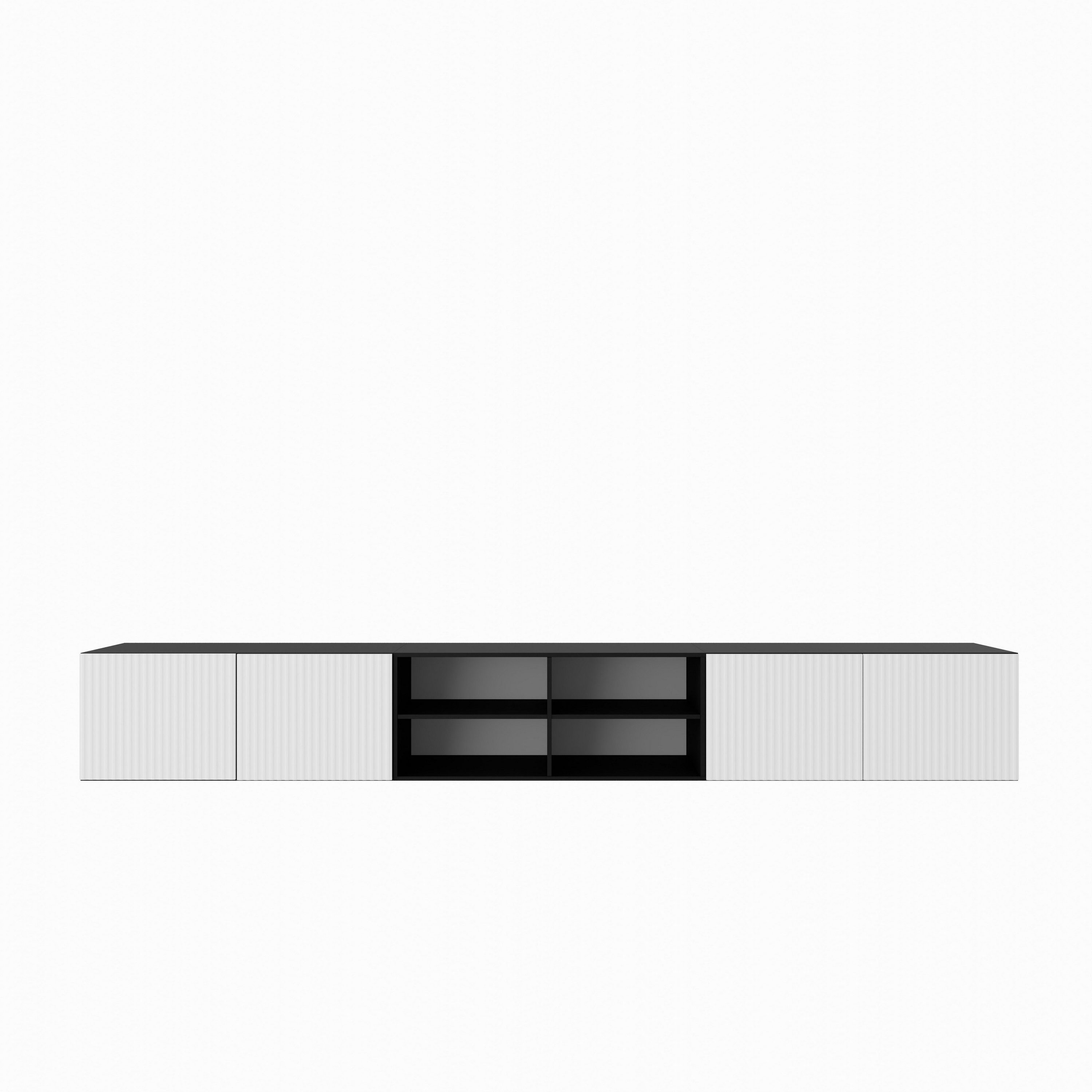 Masseno Lowboard VAREN 300 cm TV-Schrank mit 3 Türen Schwarz