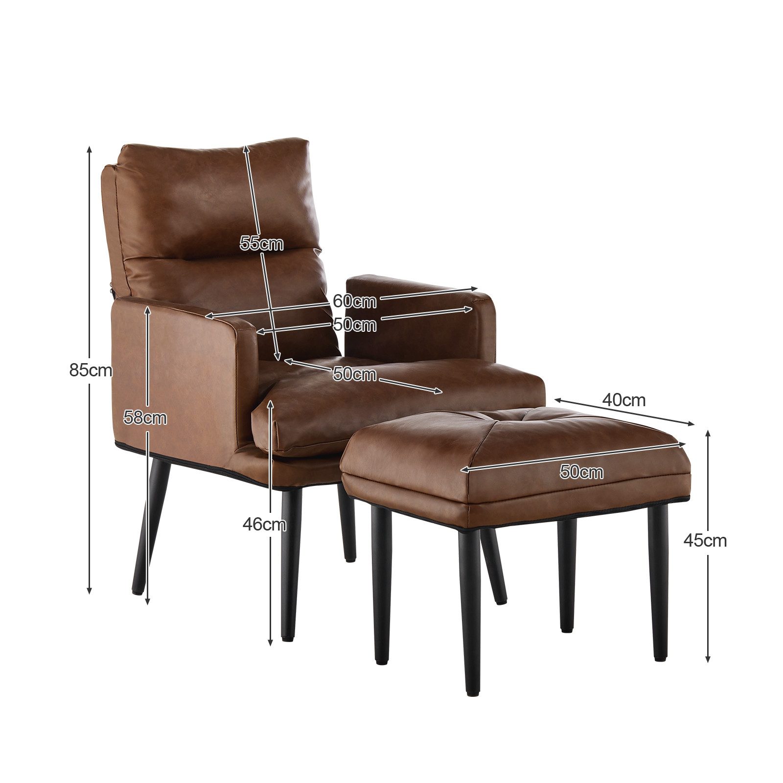 Ofcasa Relaxsessel Kunstleder Relaxsessel mit Ottoman günstig online kaufen