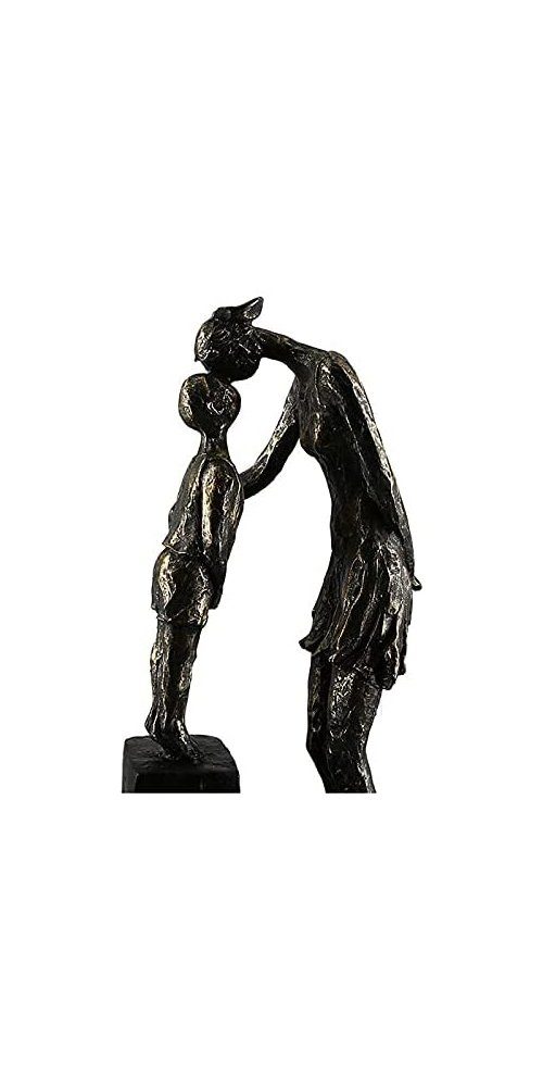Brillibrum Dekofigur Liebe Kind Statue Polyresin Dekofigur Skulptur Geborgenheit bronzefarben aus Elternliebe Mutter Geschwister Kindheit mit