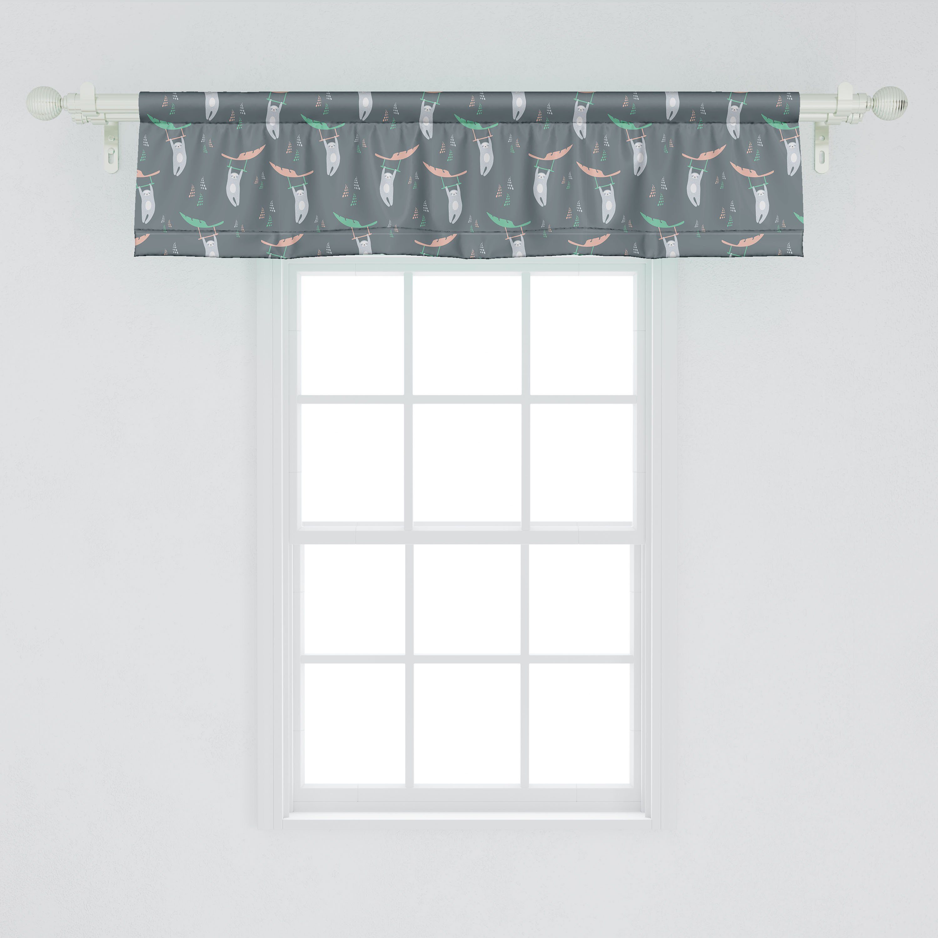 Scheibengardine Vorhang Volant für Küche Pastel Dekor Stangentasche, Microfaser, Sloth Abakuhaus, Schlafzimmer Nursery Jungle mit