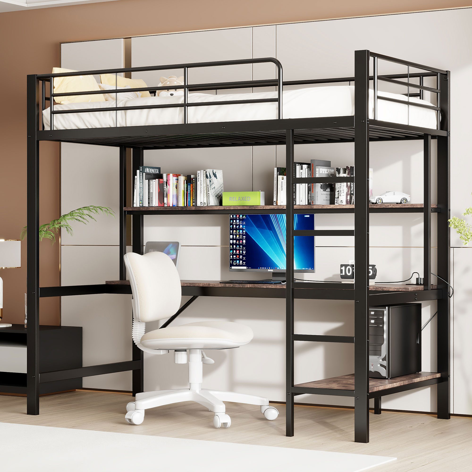 Ulife Hochbett Metallbett Kinderbett Jugendbett mit günstig online kaufen