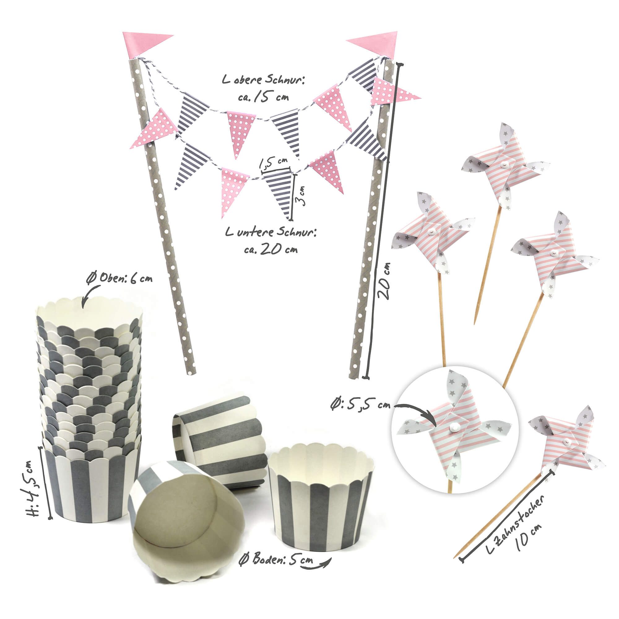 Frau WUNDERVoll Muffinform Muffin Backset ROSA GRAU