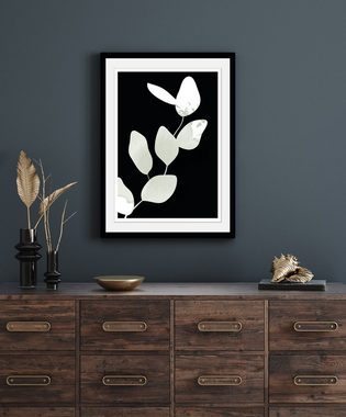 queence Bild mit Rahmen Pflanzen - Blätter - Leaves - Gerahmter Digitaldruck - Wandbild, Eukalyptus (1 St), Holzrahmen - Dekoration - Schwarzer Rahmen - in verschiedenen Größen