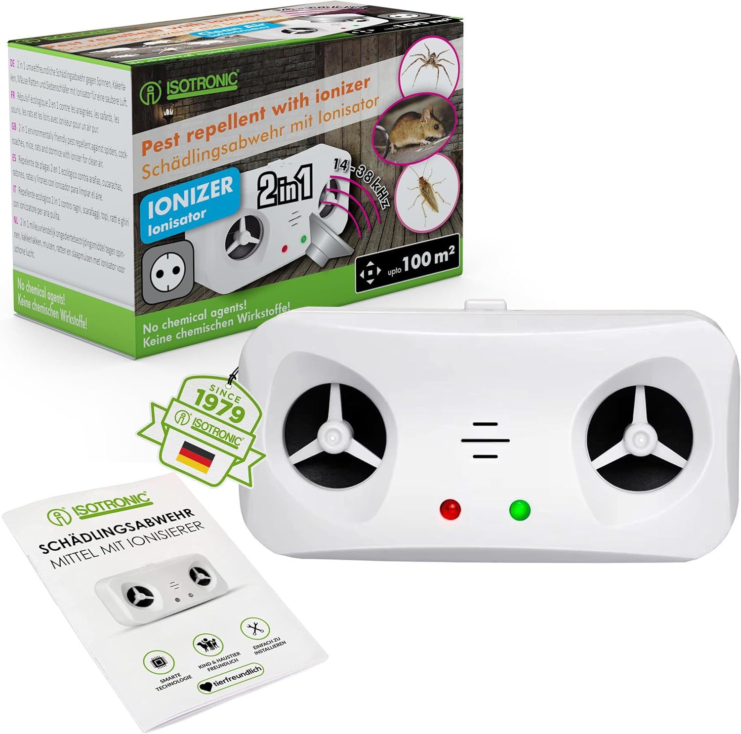 ISOTRONIC Ultraschall-Tierabwehr Isotronic Schädlingsabwehr mit Ionisator, 1-tlg.