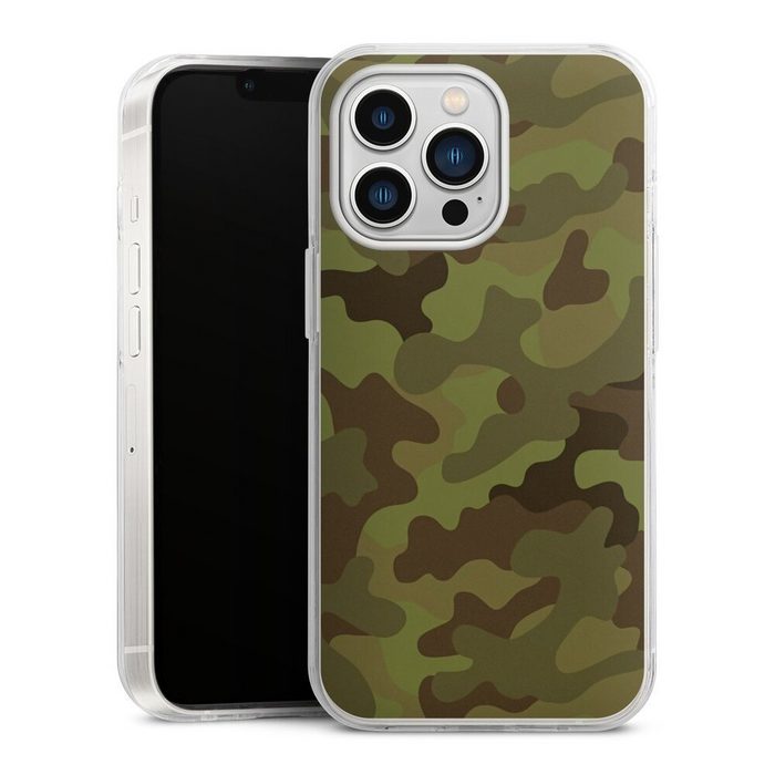 DeinDesign Handyhülle Camouflage Tarnmuster Black & Bold Military Denim Camo Apple iPhone 13 Pro Hülle Bumper Case Handy Schutzhülle
