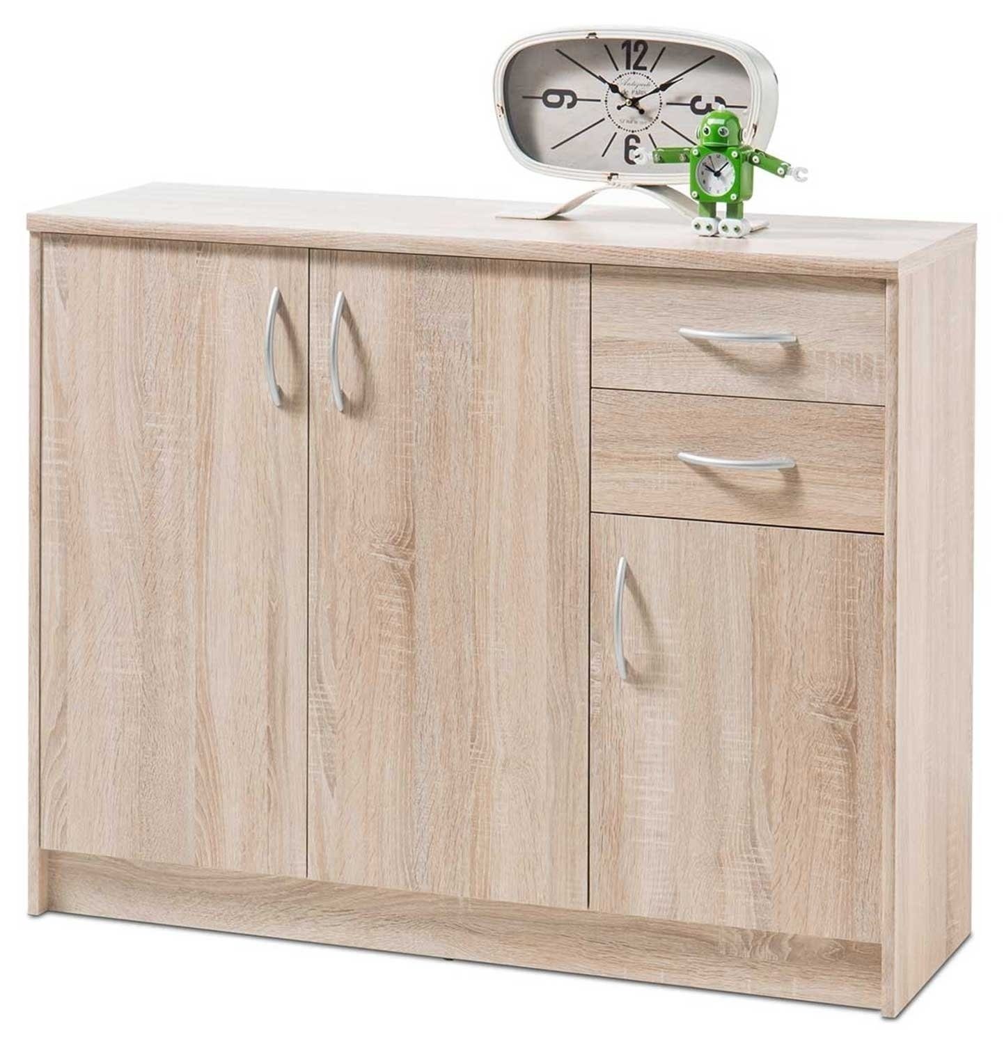 Bega Consult Kommode OPTIMUS, B 109 x H 86 cm, Eiche Sonoma Dekor, mit 3 Türen und 2 Schubladen