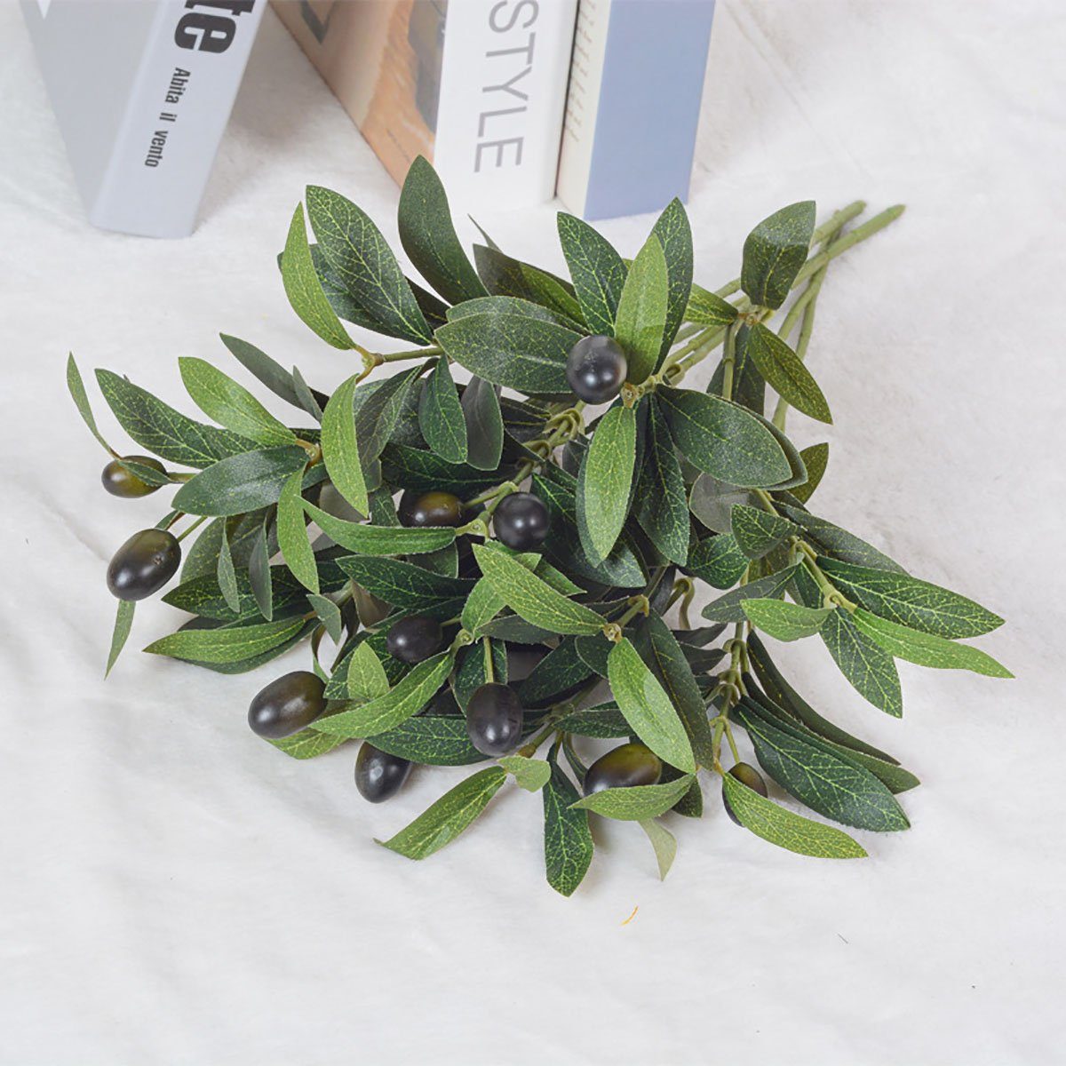 Kunstpflanze 6 Stück Olivenzweige CTGtree Künstliche Stämme, Olivenzweige Pflanzen