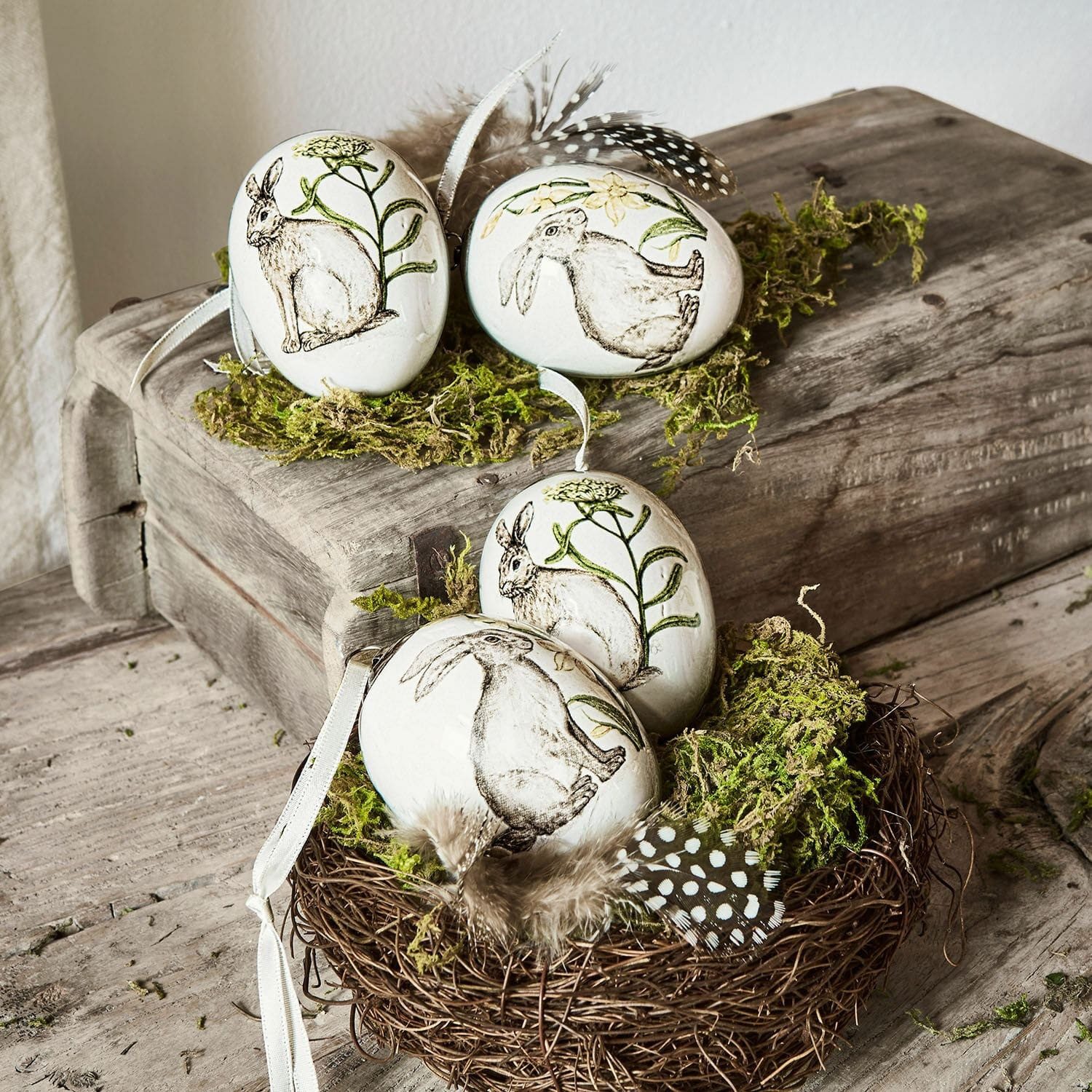 Mirabeau Osterei Osterei 4er Set Finna weiß/grau