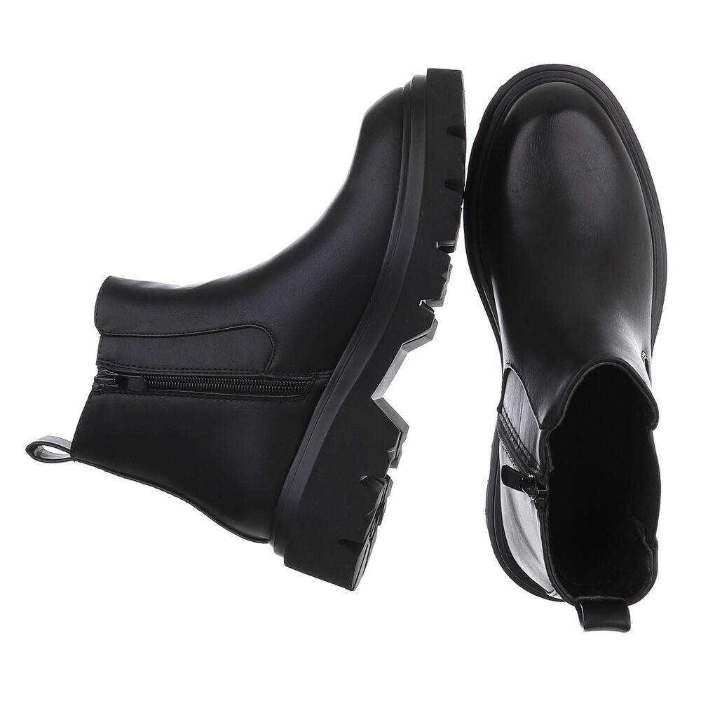 Ital-Design Modische Chelsea Boots mit Profilsohle für Damen Plateaustiefelette (91117376) Blockabsatz Stiefeletten in Schwarz