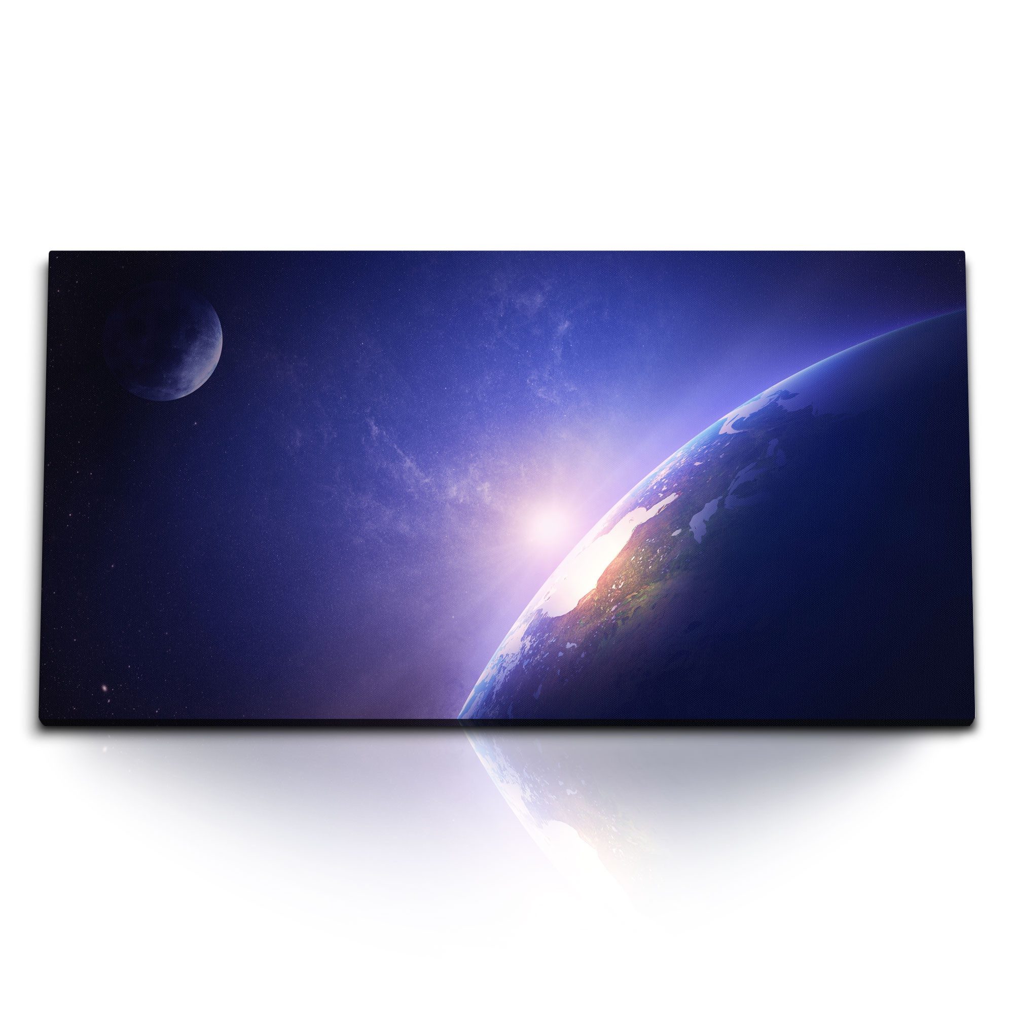 Leinwandbild Kunstdruck Bilder 120x60cm Plant Erde Mond Weltall Sonne Weltraum
