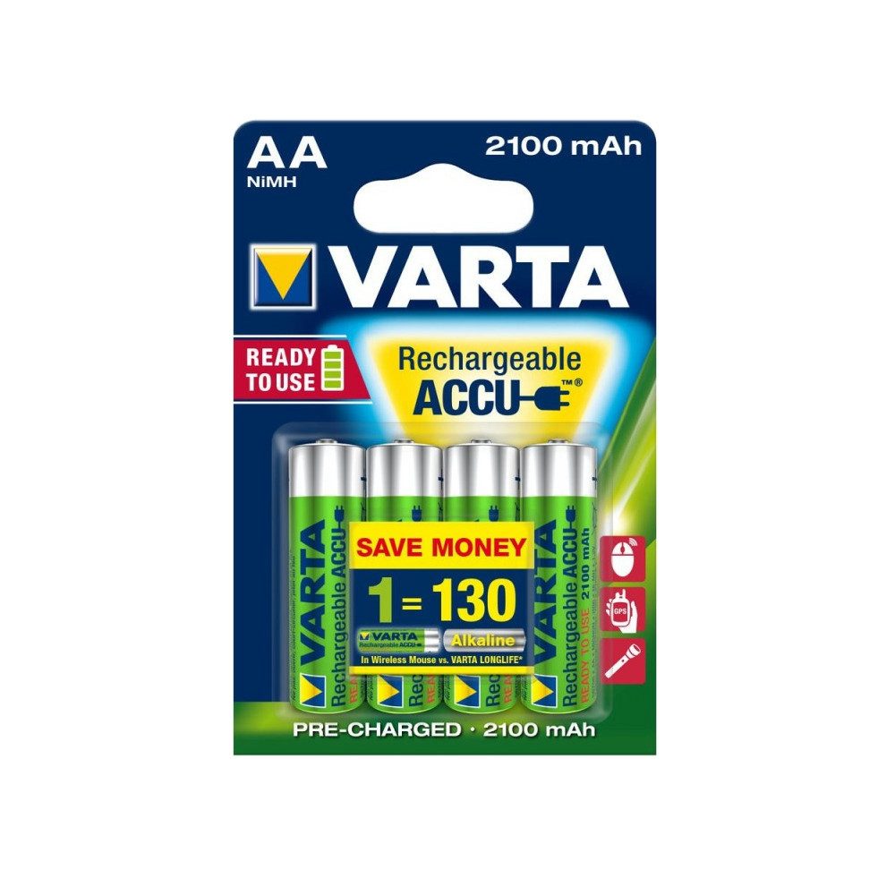 Trade-Shop 4in1 AA Akkus in Blisterverpackung Ready To Use Akku-Set, bereits vorgeladen und einsatzbereit; aus hochwertigen Qualitätszellen