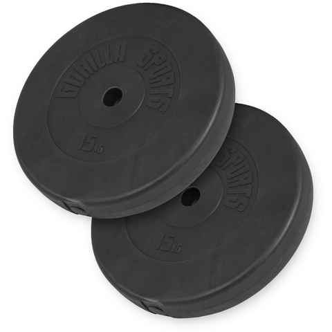 GORILLA SPORTS Hantelscheiben Hantelscheibenset Kunststoff 30 kg - 2 x 15 kg, 30 kg, (Set, 2-tlg), Zement-Kern mit Kunststoff-Ummantelung, geräuscharm und bodenschonend