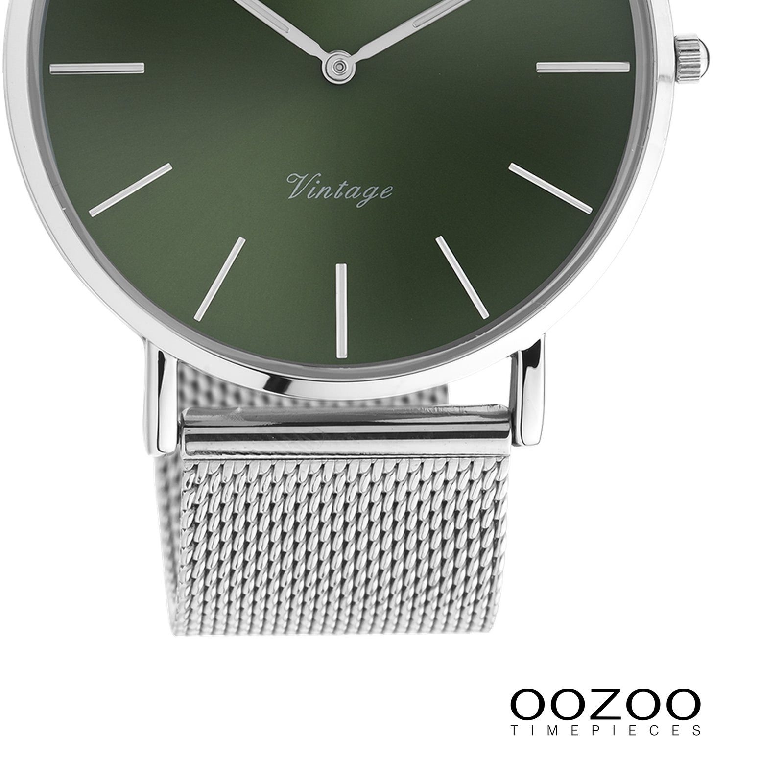 OOZOO Quarzuhr Oozoo Damen Armbanduhr Vintage Analog, (Analoguhr), Damenuhr rund, groß (ca. 40mm) Metallarmband, Fashion-Style