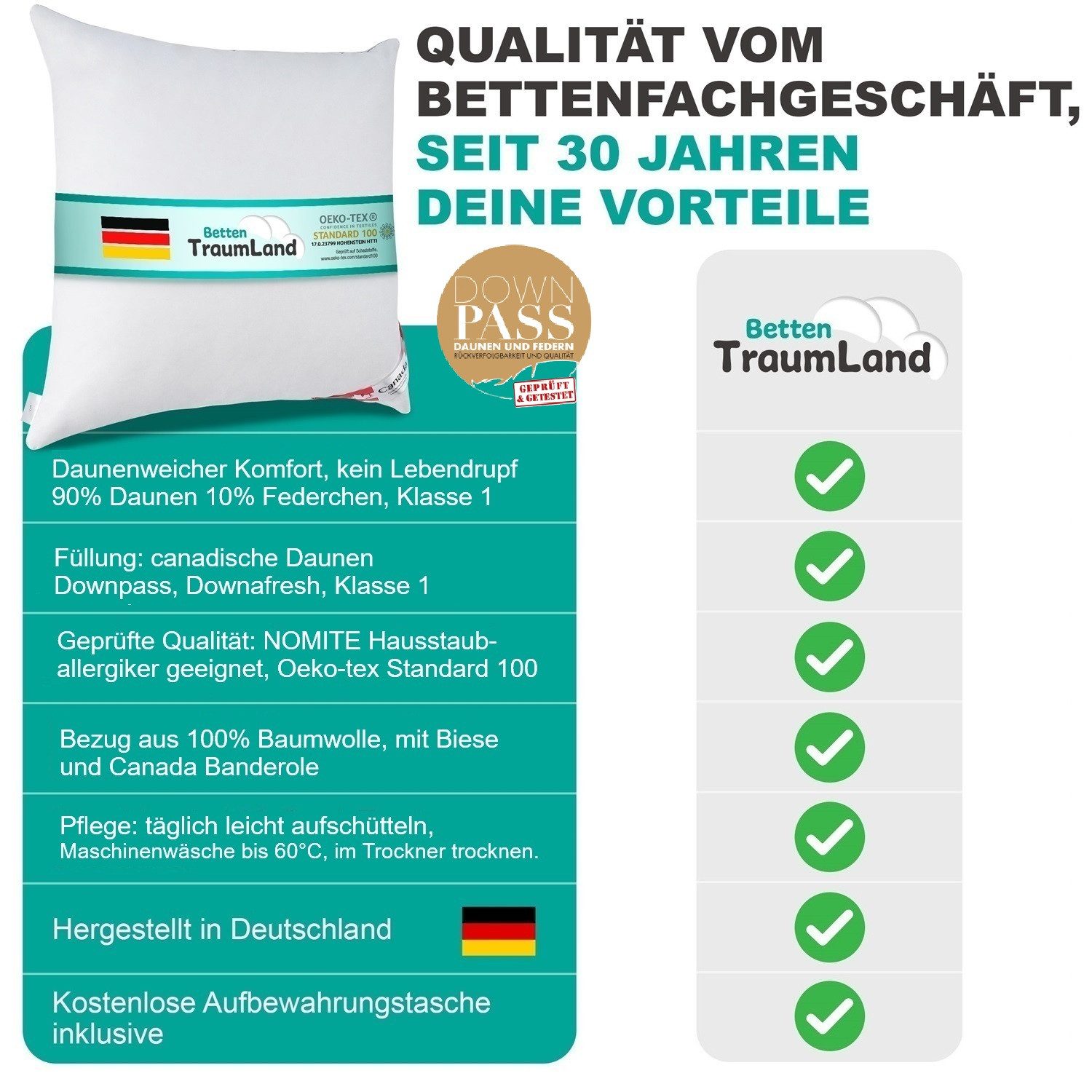 Canada Daunenbettdecke Dreams Luxus extra Winter 8 cm Hochsteg, Füllung: 90% Daunen, 10% Federchen Klasse 1, Bezug: 100% Baumwolle, 8 cm Hochsteg, geprüfte Qual – Bild 5 von 5