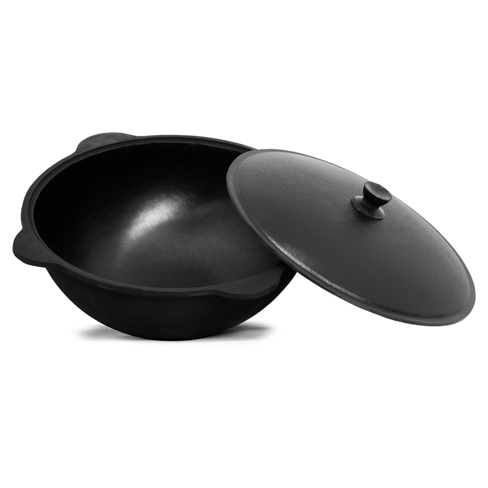 4BIG.fun Grilltopf NAMANGAN 22L Grilltopf WOK Uzbek Kasan Feuertopf, Gusseisen (Gusseisener Kasan mit Deckel)