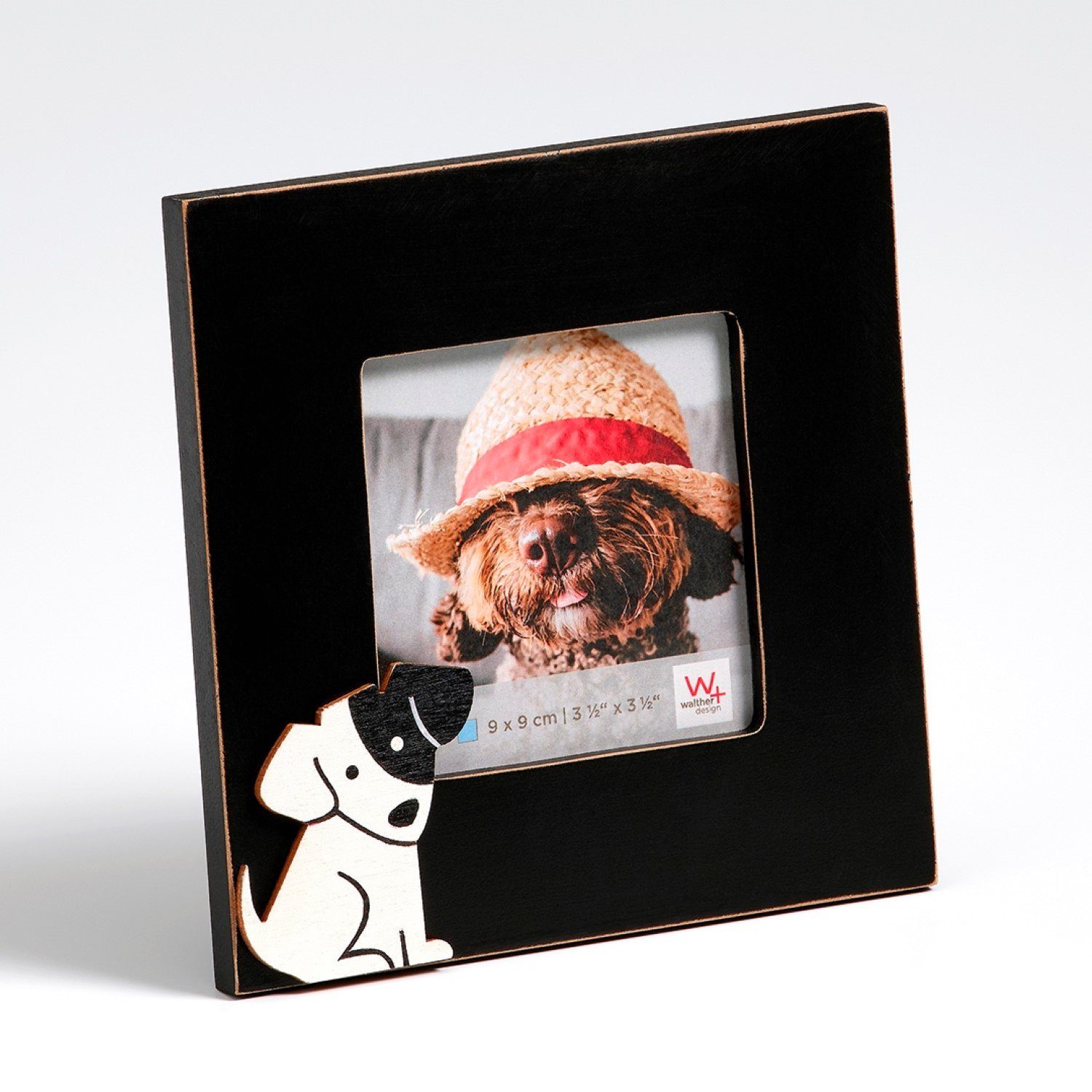 Walther Bilderrahmen Portraitrahmen Hund 9x9cm Schwarz Holz, (einzeln),  Portrait Tier-Foto Foto-Rahmen Bilderrahmen für Bild 10 x 15 cm