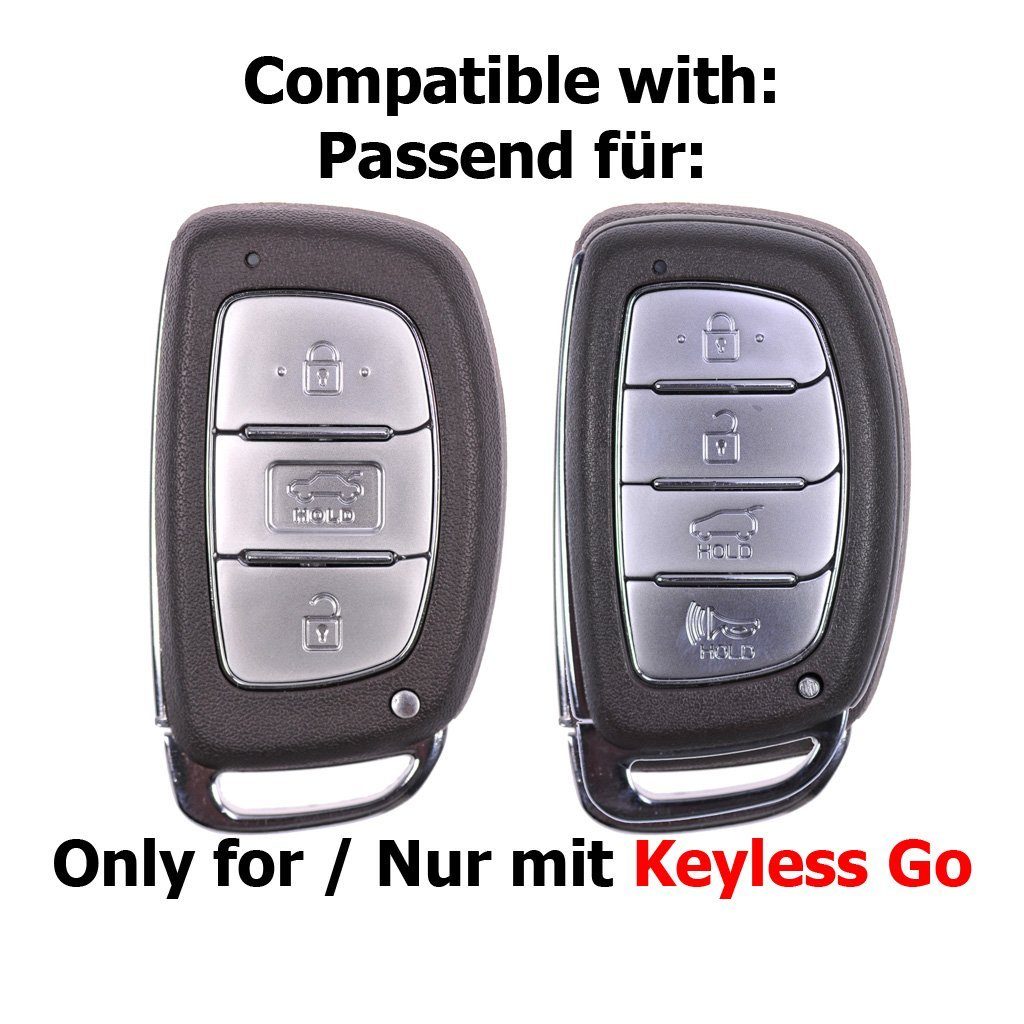 mt-key Schlüsseltasche Autoschlüssel Hardcover Schutzhülle Hyundai SMARTKEY für Gold, Tucson i10 i40 Metallic KEYLESS ix35 i20