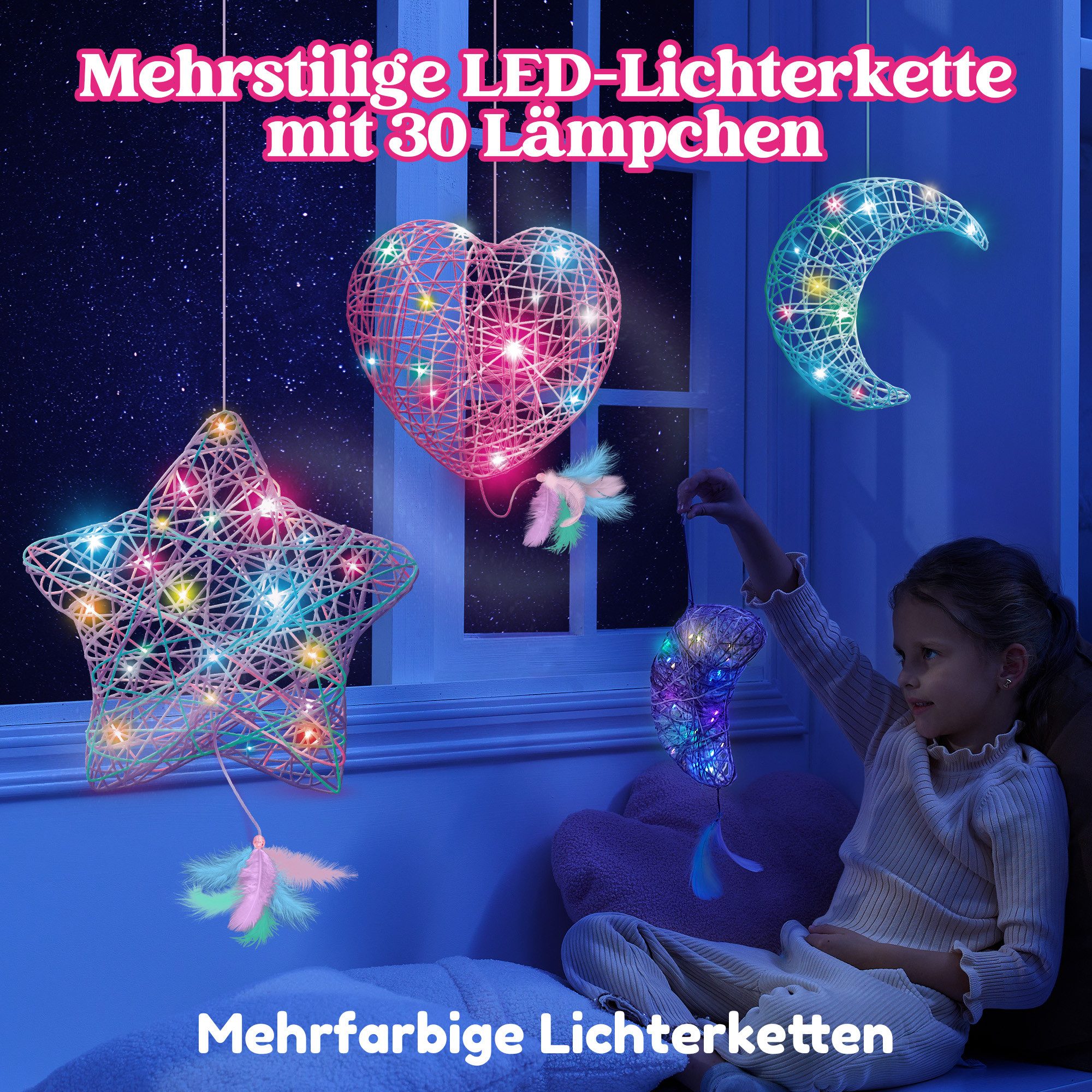 Klever Kits Klever Kits 3D-Fadenkunst-Set für Kinder,Kunsthandwerk für Kinder Bastelgarn, (30-St)