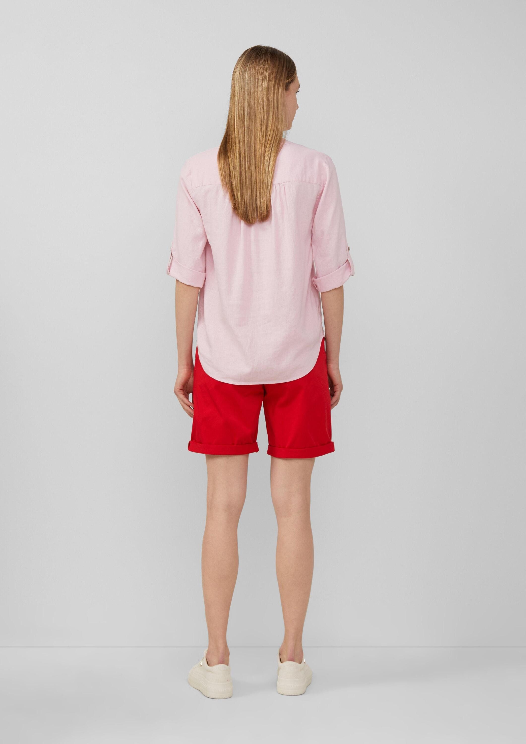 s.Oliver Kurzarmbluse Bluse Leinenmix-Bluse mit Turn-up