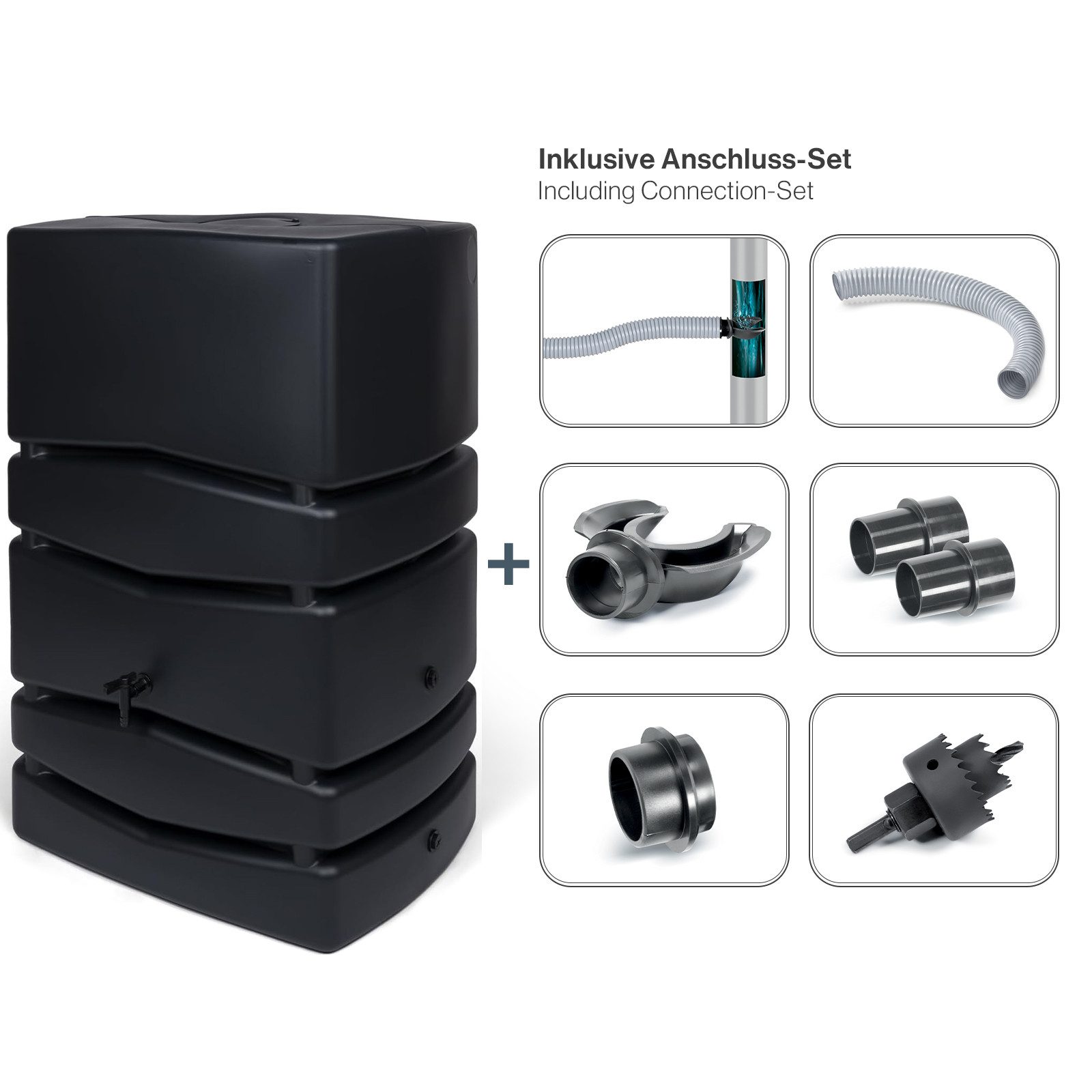 KreLeo Regentonne XXL Wassertank "AQUA TOWER" 450 Liter in GLATTER OPTIK mit Füllautomat, 450 l, (1-tlg)