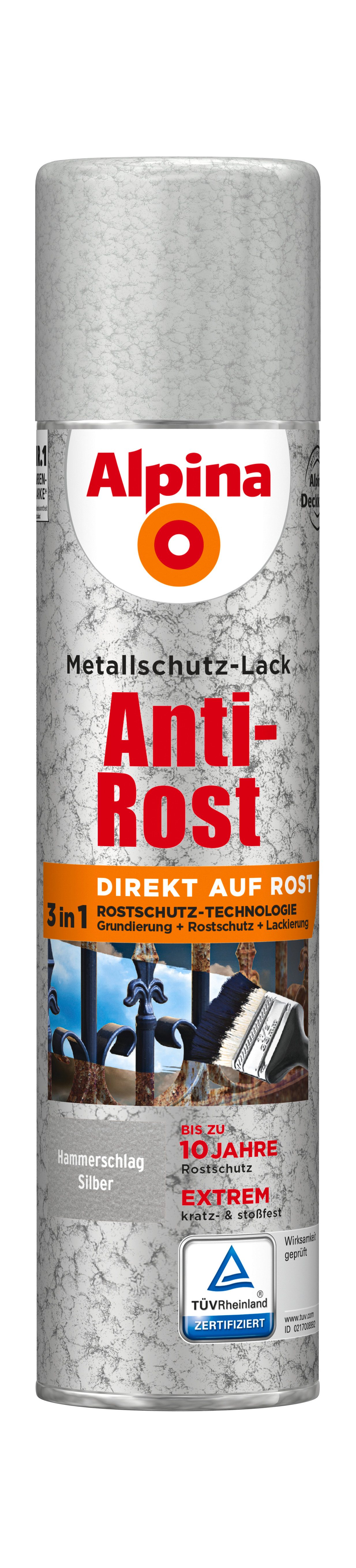 Alpina Metallschutzlack Metallschutzlack Anti-Rost Hammerschlag 400ml Sprühdose matt