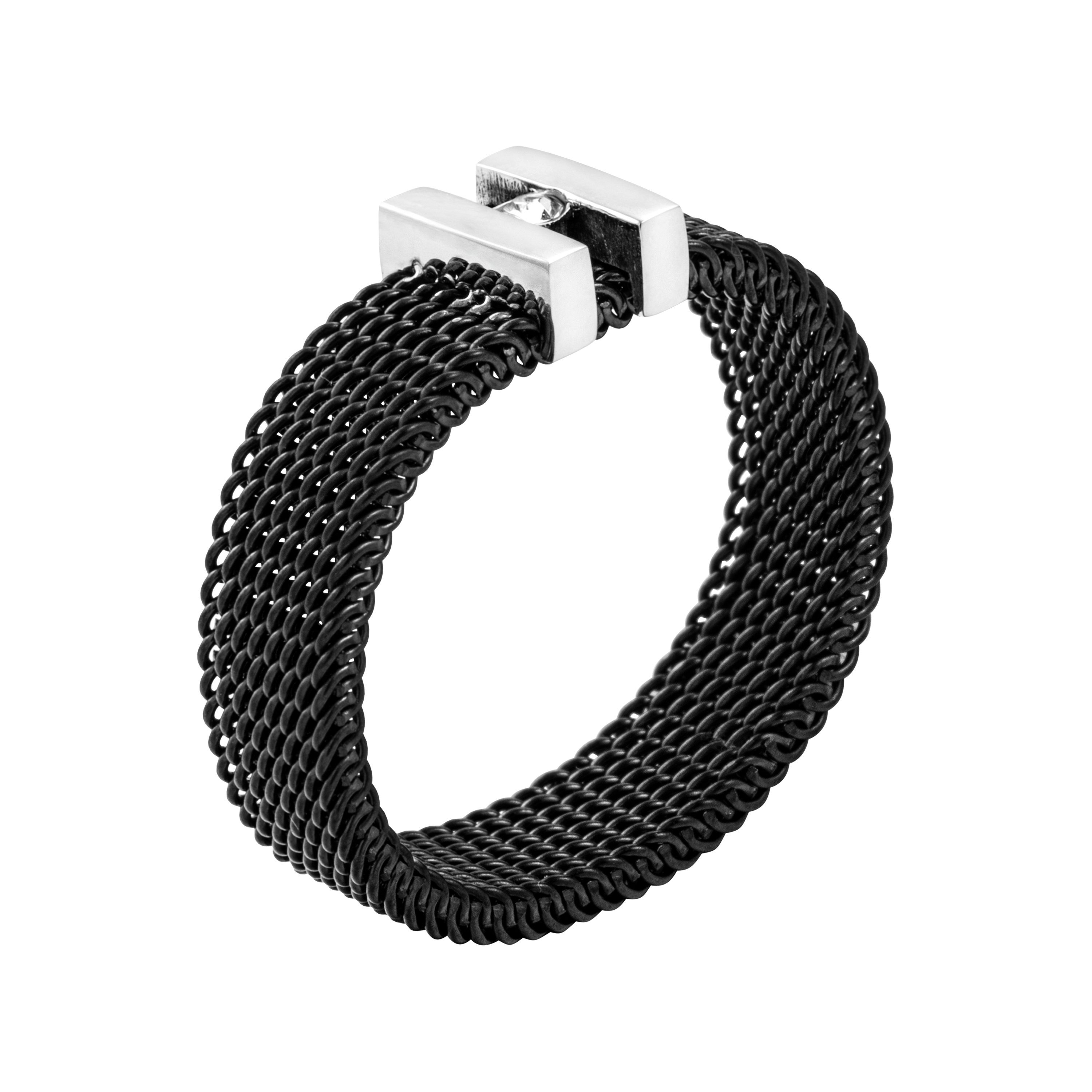 meditoys Fingerring Damen-Edelstahlring · Mesh-Ring (Schwarz) günstig online kaufen