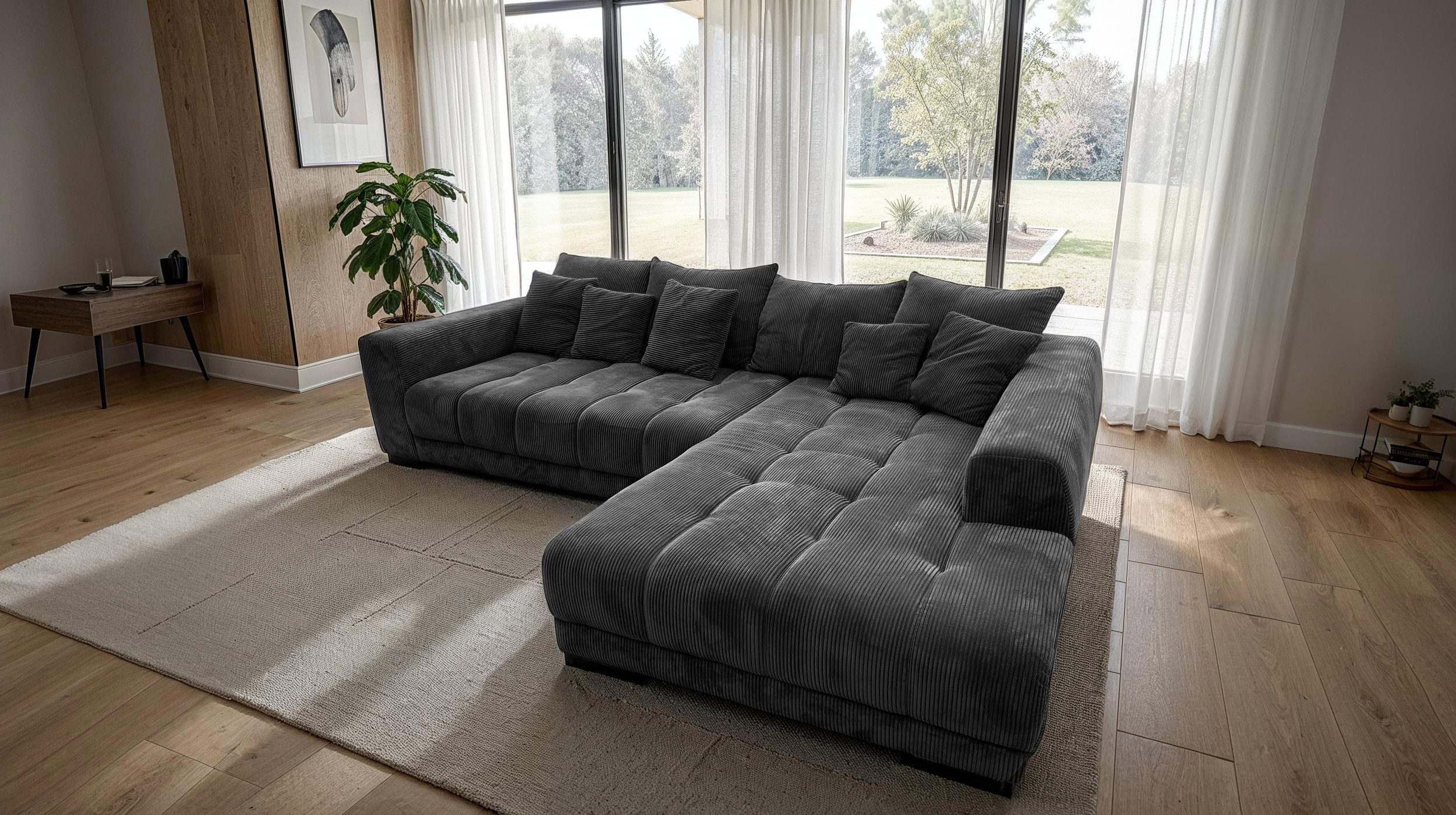 Massivart® Ecksofa Cord 300x215 cm / Nosagfederung / Cordsofa / ARTEMIS, in günstig online kaufen