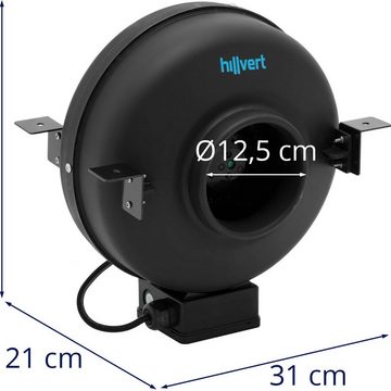 Hillvert Standventilator Rohrventilator Abluftventilator Rohrlüfter Ventilator 65 W 124 mm 2488
