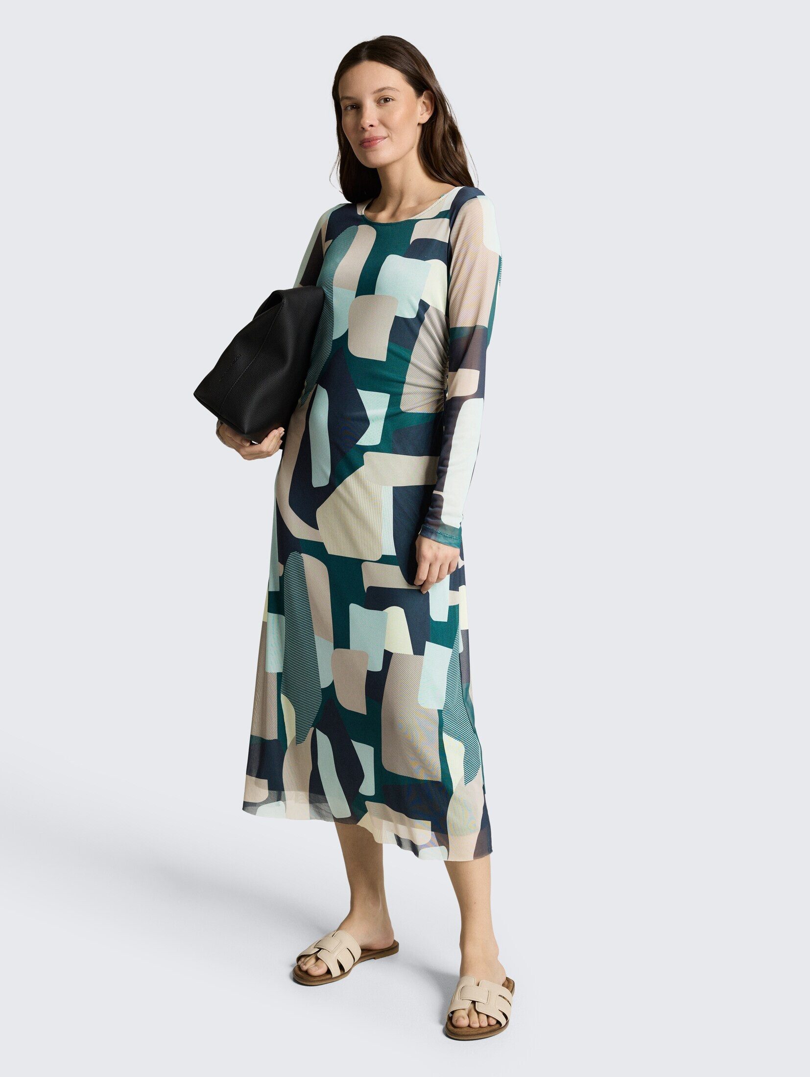 TOM TAILOR Sommerkleid Kleider & Jumpsuits Mesh Midi-Kleid mit Muster