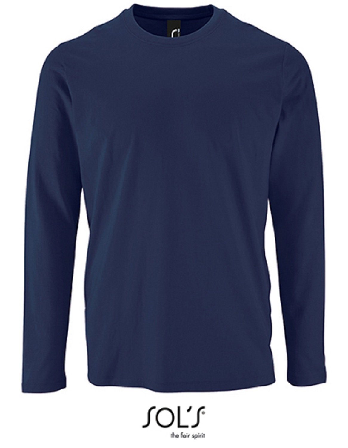 SOLS Langarmshirt 1er/2er Pack Herren Langarm-Shirt für Männer Gr. XS bis 4XL (1-tlg) 100% Baumwolle - 190 g/m² Navy | Rundhalsshirts
