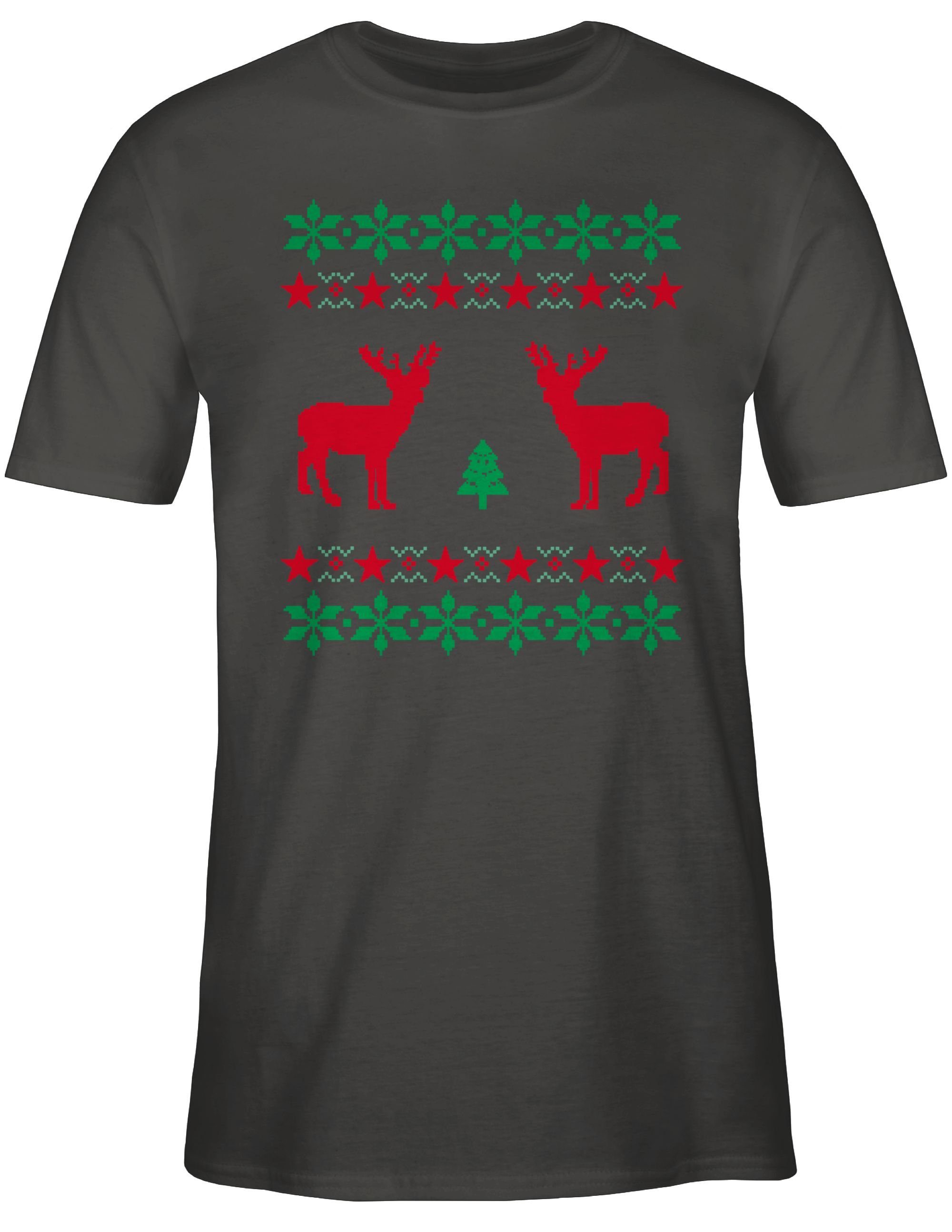 3 Pixel T-Shirt Dunkelgrau Kleidung Shirtracer Rentier Weihnachten Weihachten Norweger