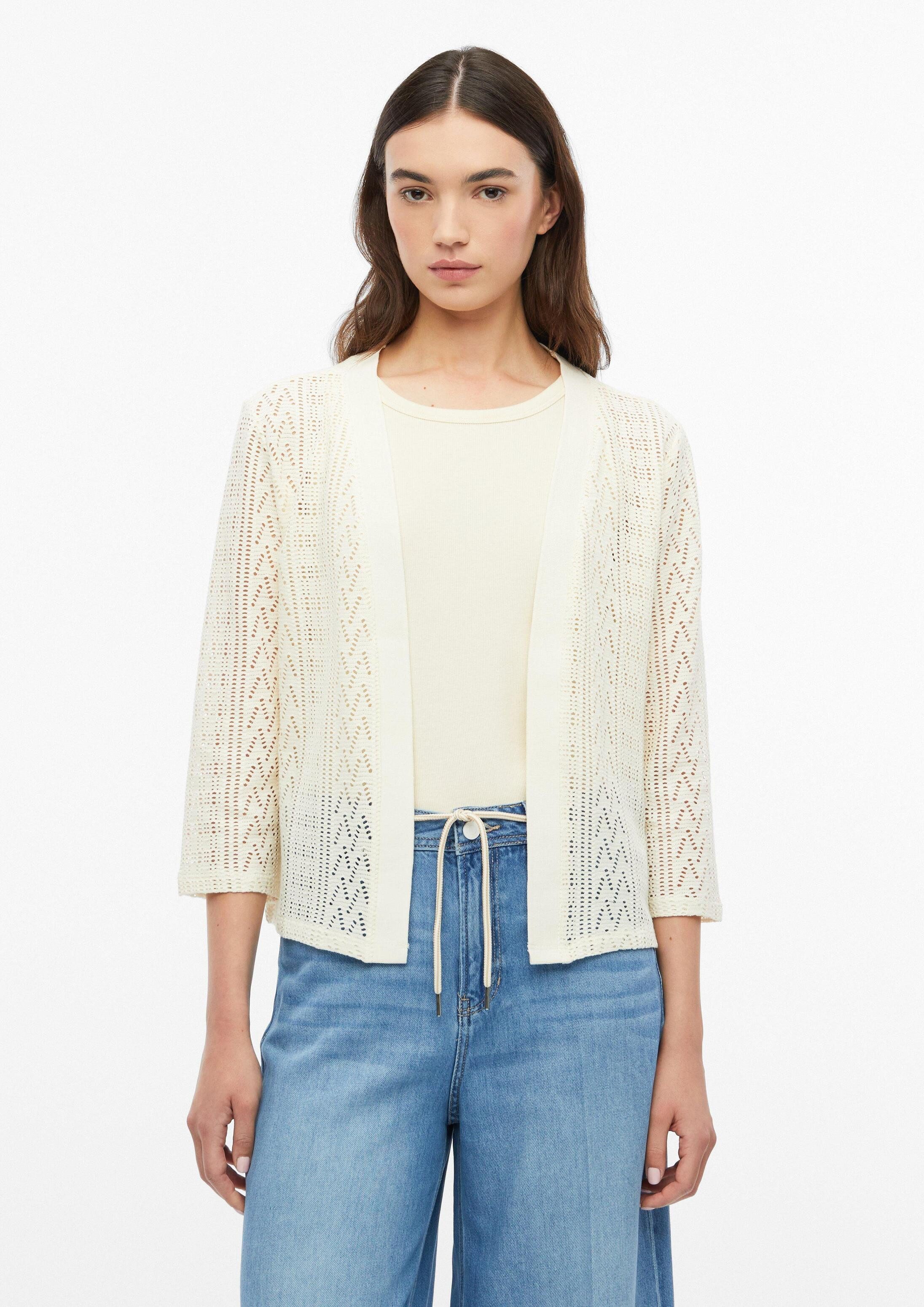 s.Oliver Cardigan Indoor-Jacke Offene Strickjacke aus Ajourjersey