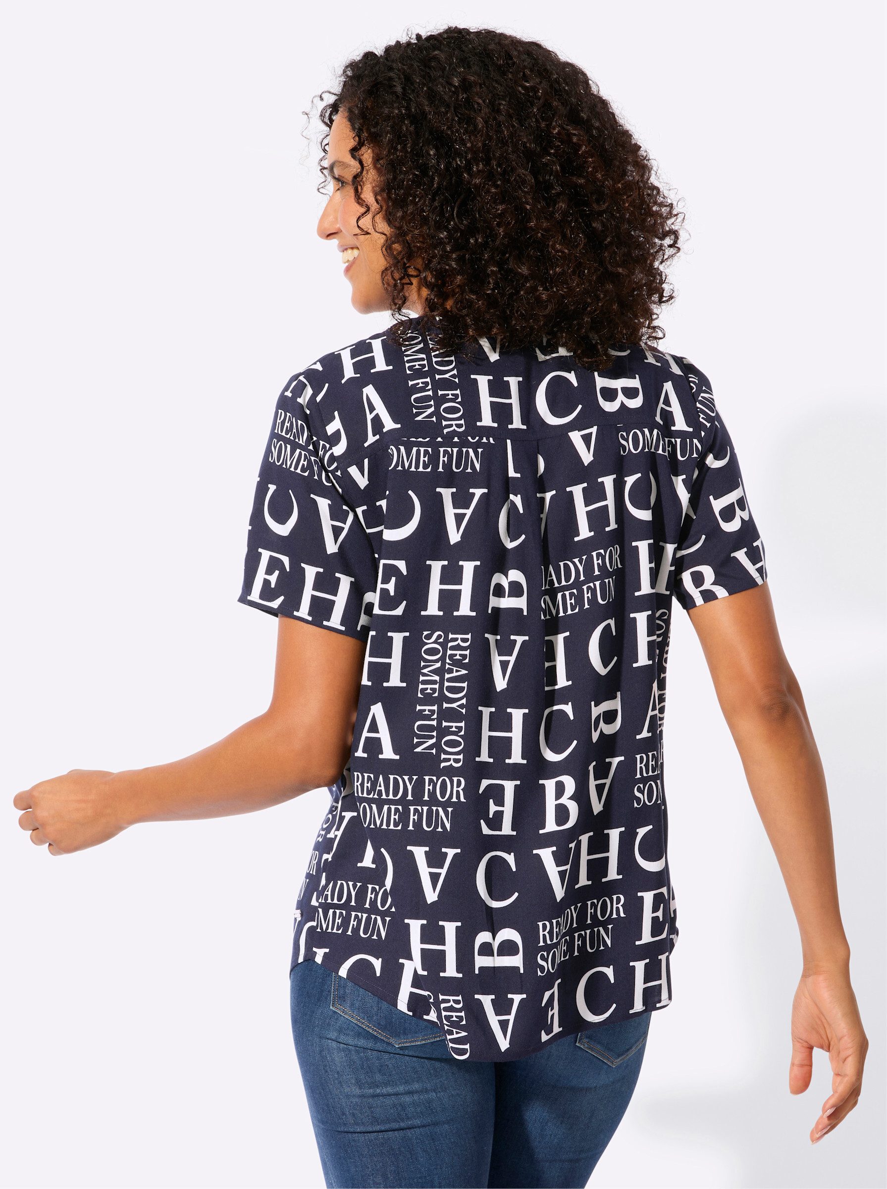 Witt Klassische Bluse Druckbluse Kurzarm