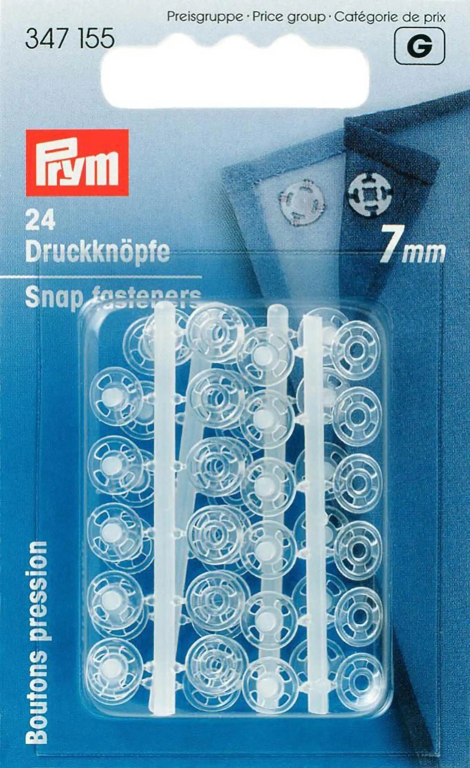Stofferia Stoff Annäh-Druckknöpfe KST 7 mm transparent, Meterware