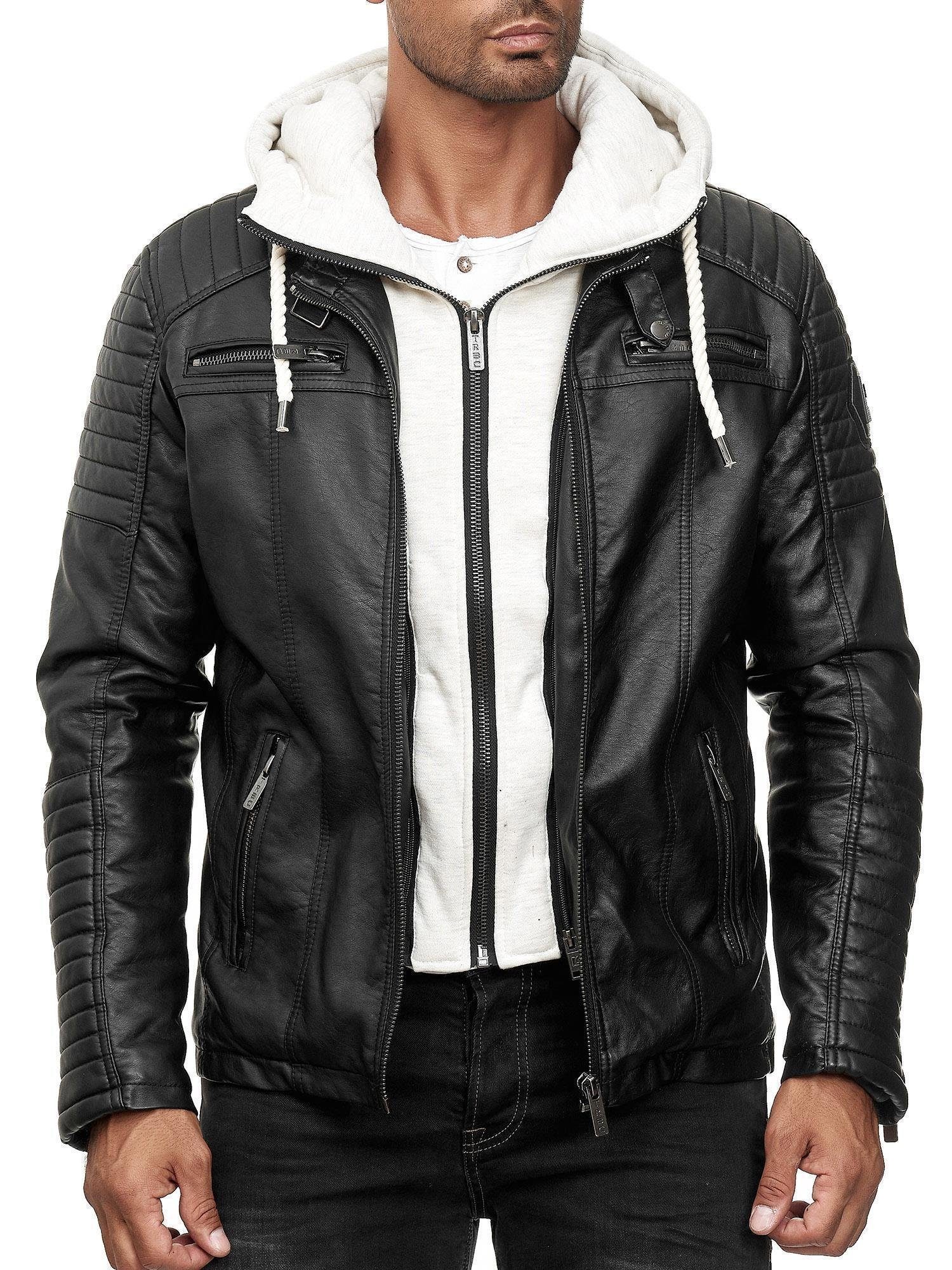 RedBridge Lederimitatjacke in Lederoptik mit Kapuzen-Einsatz und Stepp-Deta günstig online kaufen