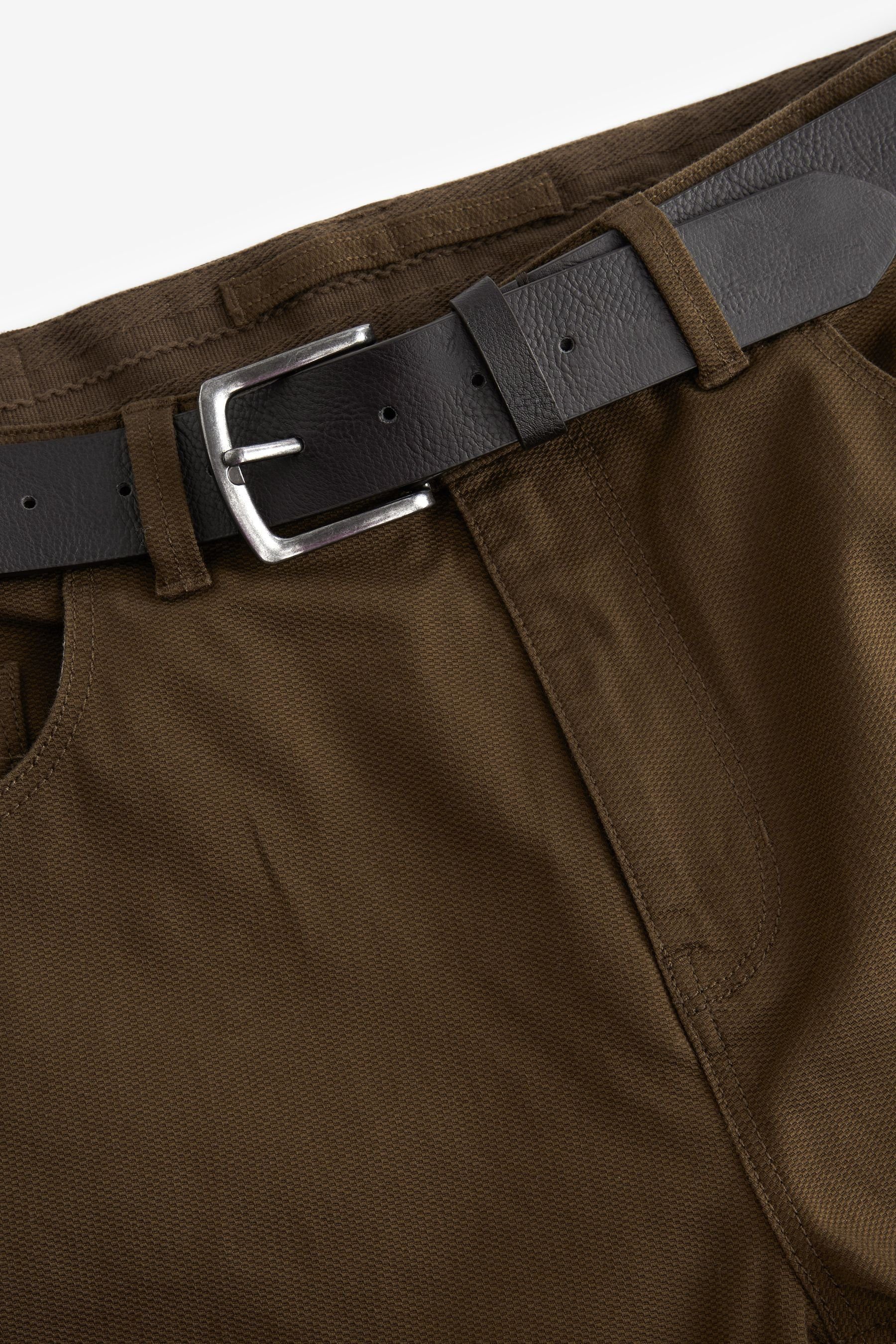 Brown Slim 5 Taschen 5-Pocket-Hose Gürtel Next mit Hose Fit Tan und (2-tlg)