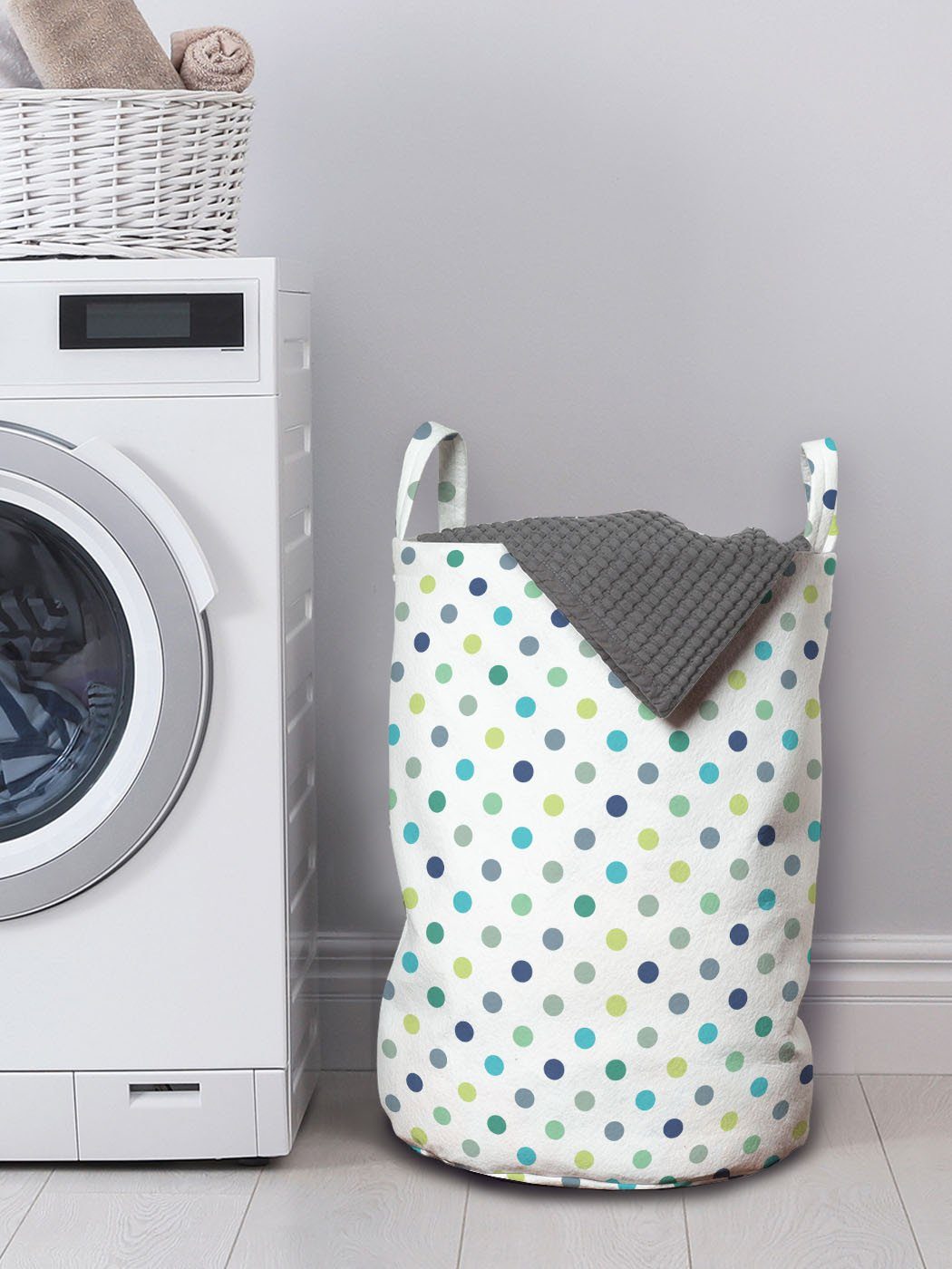 Abakuhaus Jahrgang Kordelzugverschluss Waschsalons, mit Tupfen Wäschesäckchen Wäschekorb Griffen Mode für