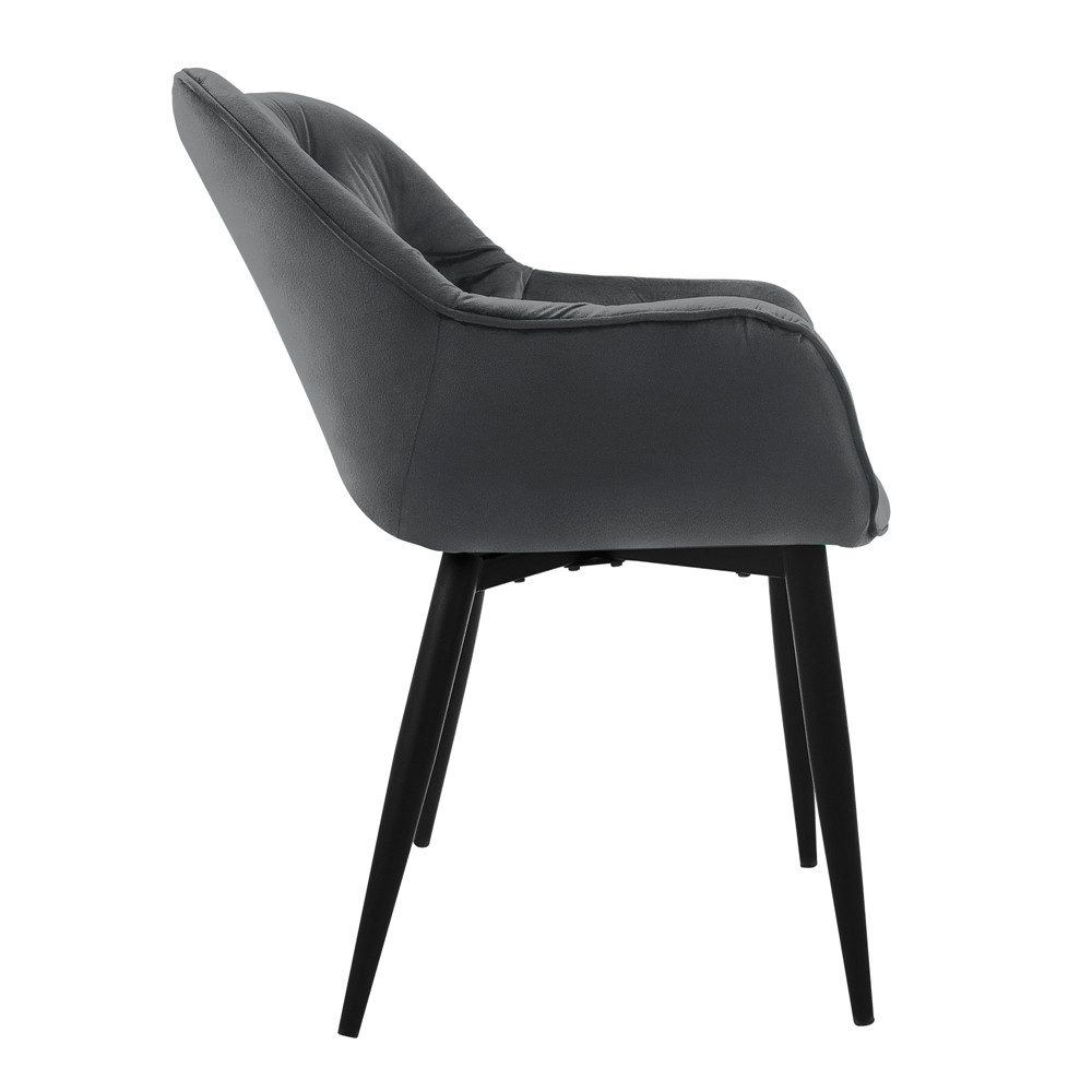 ML-DESIGN Stuhl Esszimmerstuhl mit Rückenlehnen und Armlehnen aus Samt mit Metallbeine (4 St), Ergonomischer Sessel Anthrazit Wohnzimmerstuhl Polsterstuhl