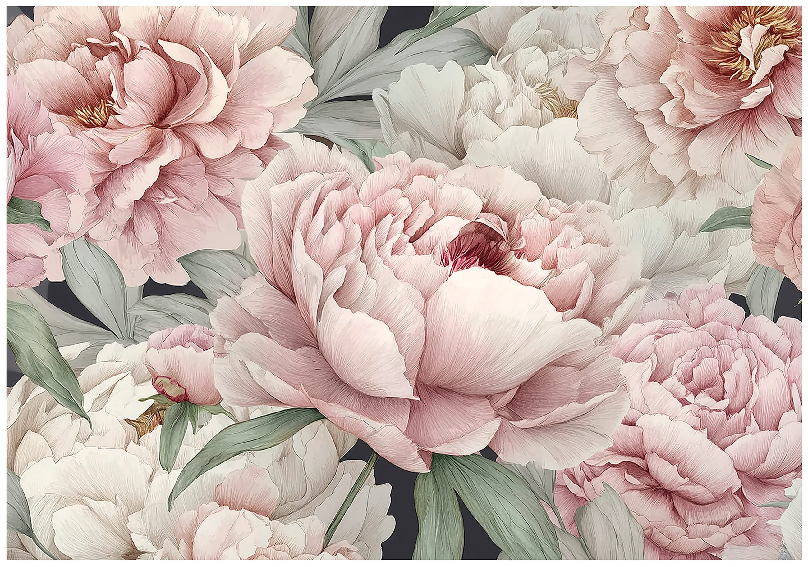 Wallarena Fototapete Blumen Rosa Blätter Vlies Tapete Wohnzimmer Schlafzimmer Wandtapete, Glatt Vlies Washable, Blumen, Rosa, Blätter, Grün, Weiß, Gelb, (Packung, 2 St., Vlies Fototapete), Vliestapete schwarz Wohnzimmer Schlafzimmer Küche Tapete + Kleister