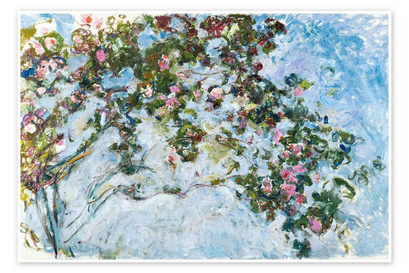 Posterlounge Poster Claude Monet, Der Rosenstrauch, Wohnzimmer Malerei