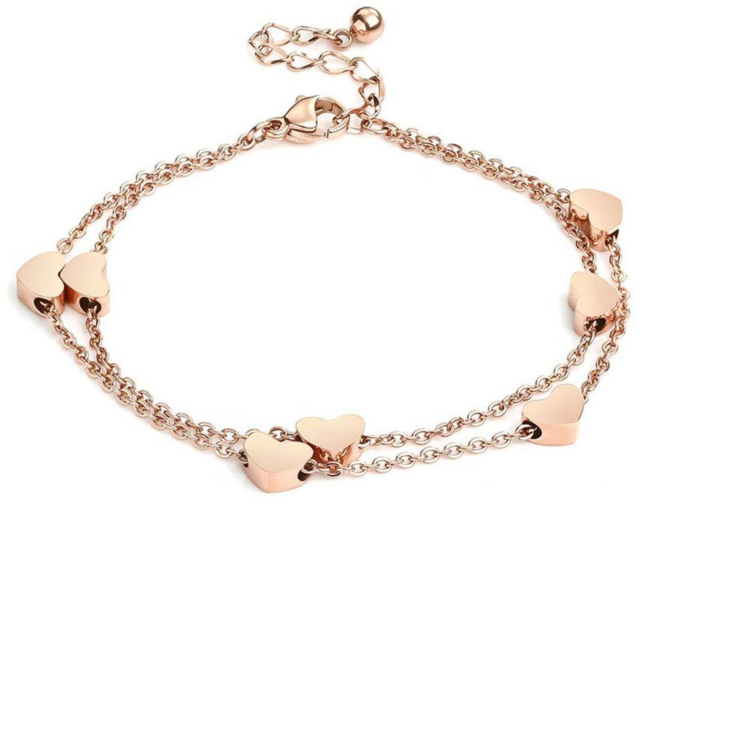 BEARSU Charm-Armband »Rosegold Herzen Damen Armband Layered Armband mit  Herz Anhängern Doppelt Kette Armband für Frauen Armkette Edelstahl Bracelet  aus Titan« (1-tlg) online kaufen | OTTO