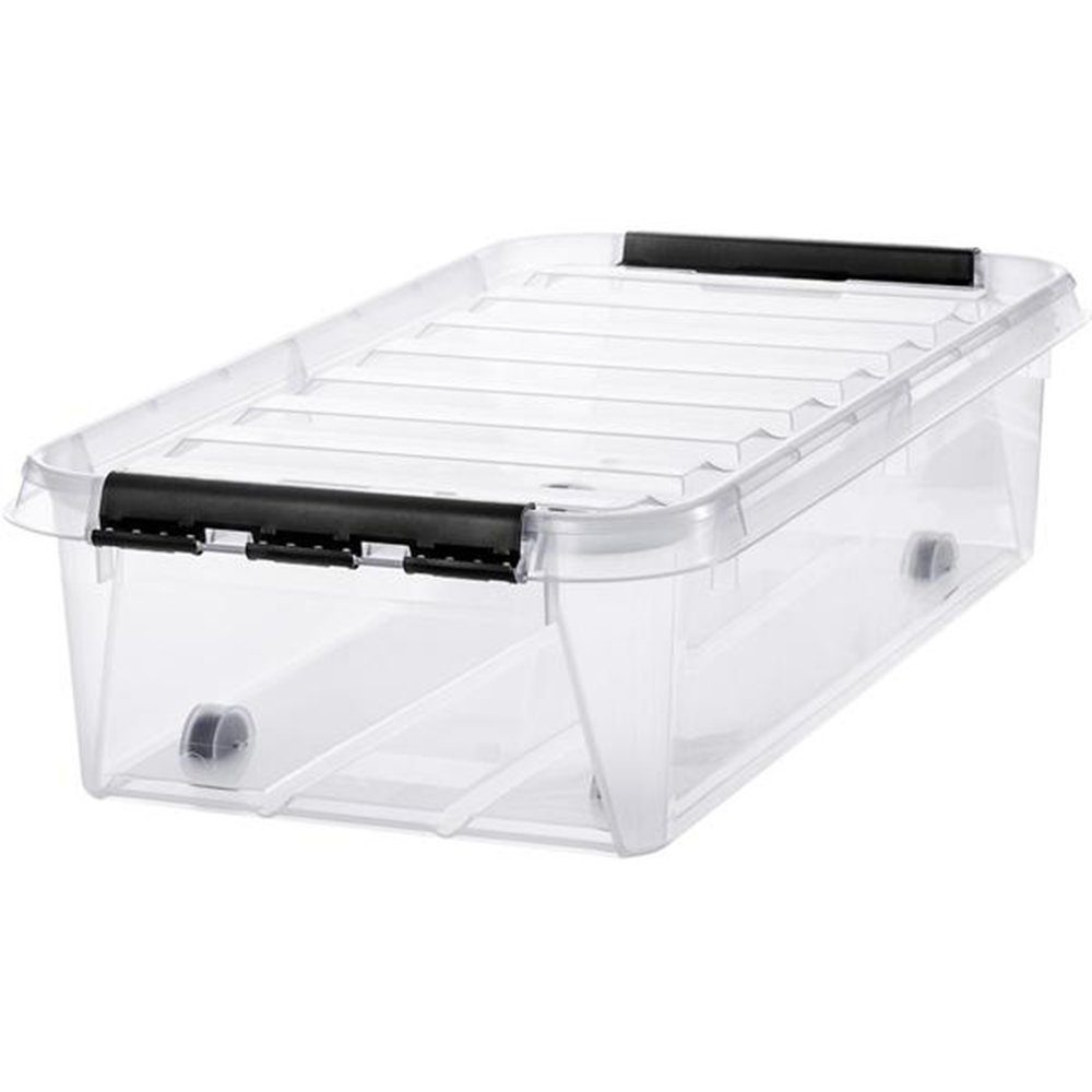 Orthex Aufbewahrungsbox Hobby Box 35 Liter mit Deckel und Rollen transparent, Mit Deckel, Stapelbar